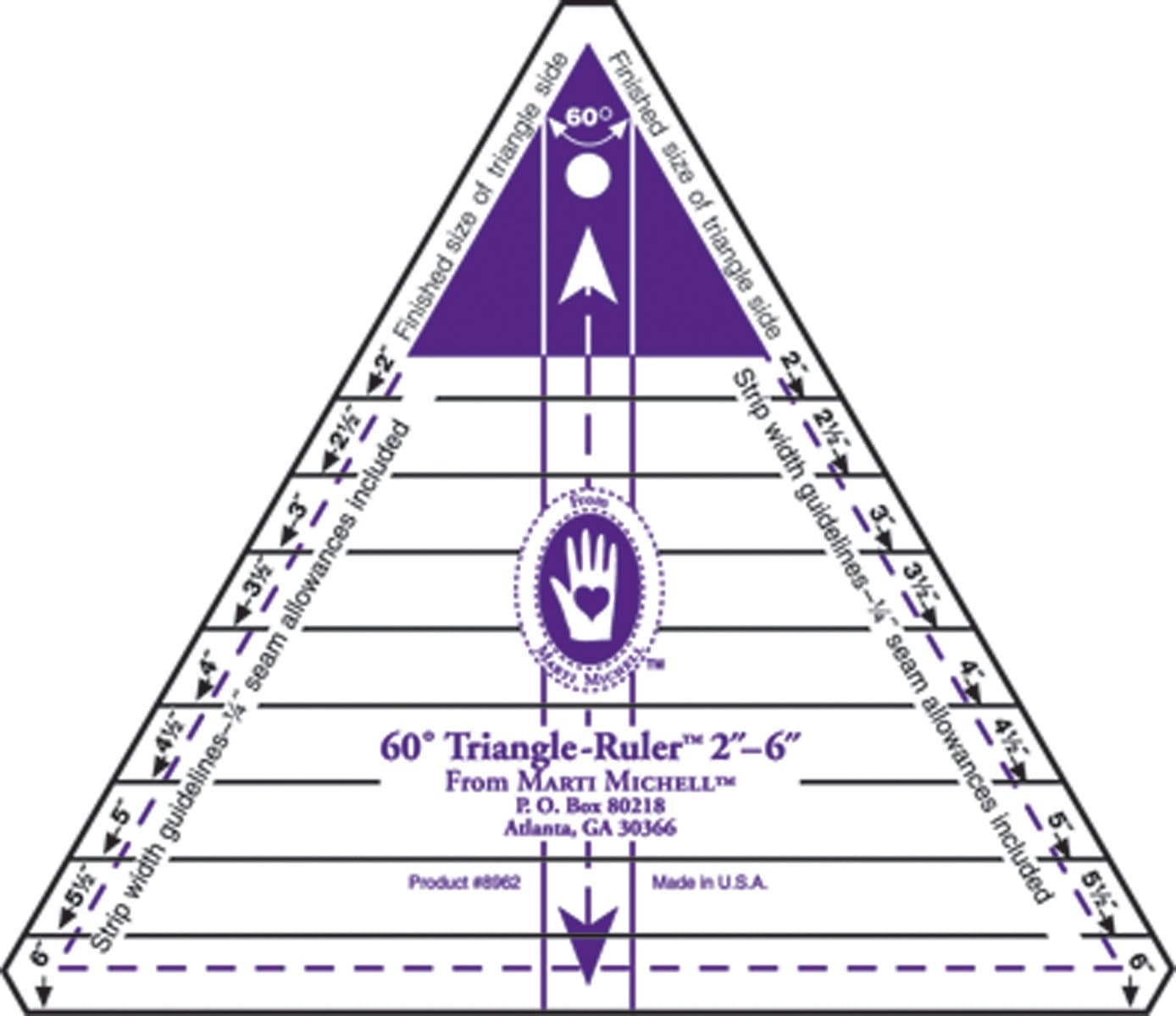 Marti Michell 60 Degree Triangle Ruler, 2-Inch to 6-Inch