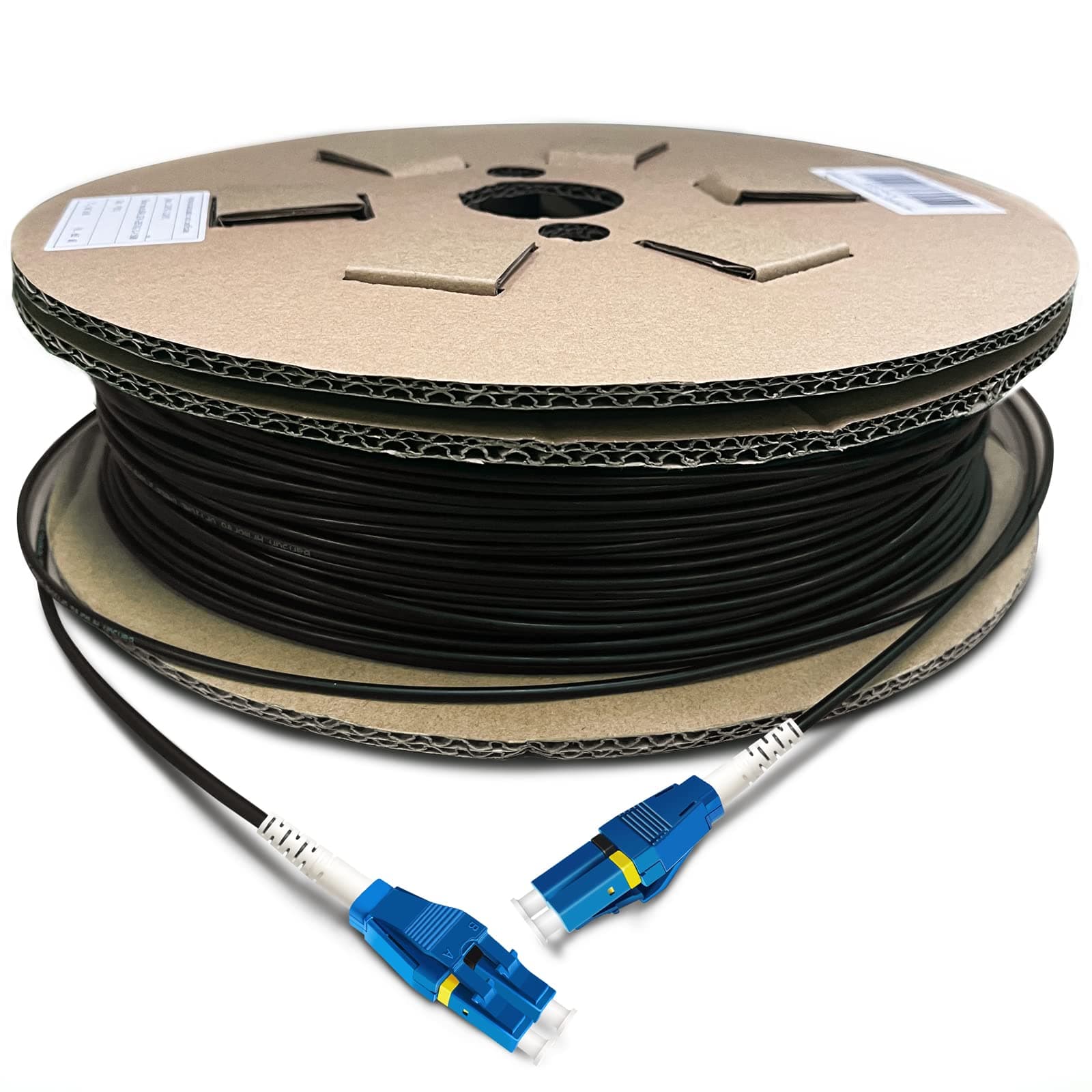 100 Meters Uniboot LC to LC Outdoor Armored Fiber Patch Cable, Low Friction Single Mode Duplex Fiber Optic Cable Jumper Optical Patch Cord, 9/125um, (OS1/OS2 Compatible), LSZH Black