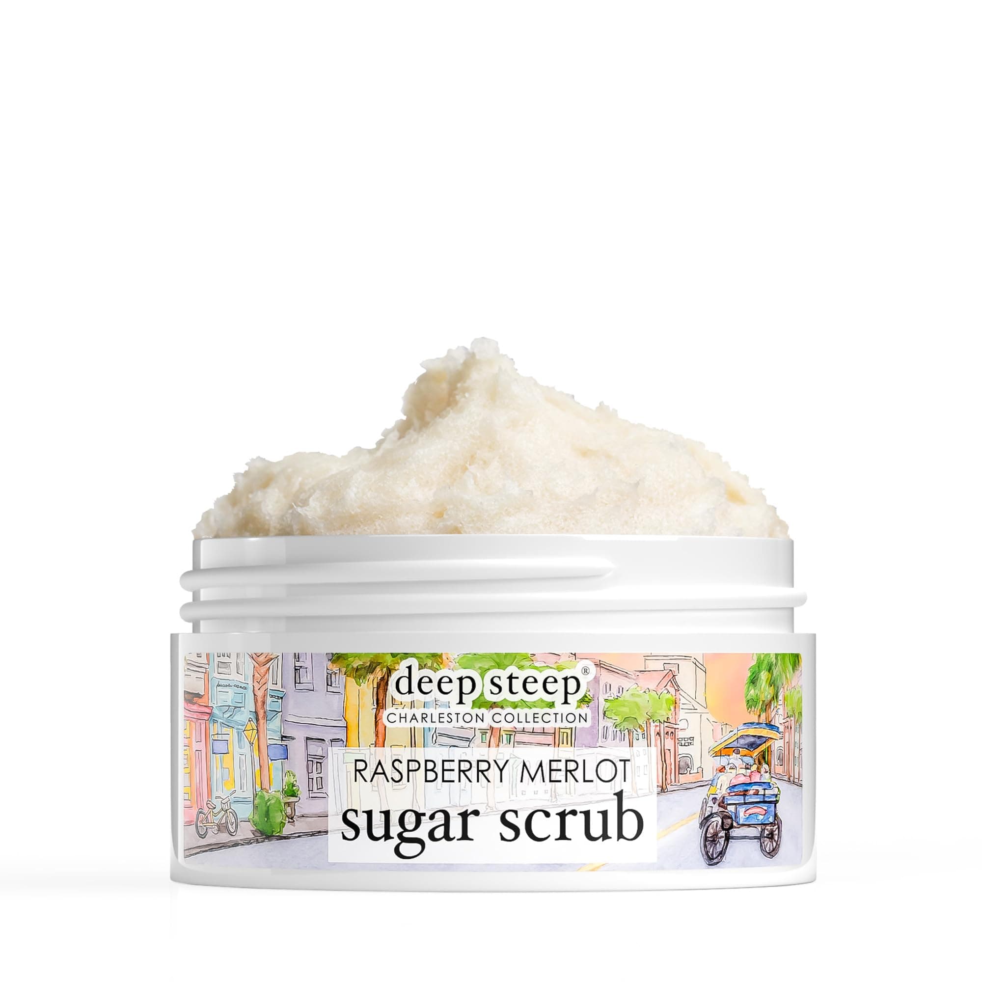 Deep Steep Sugar Scrub, Raspberry Merlot (Meet me at Broad), 8 oz – Exfoliating Body Scrub with Organic Coconut Oil, Shea Butter & Argan Oil – Vegan, Clean Beauty, Smooth, Soft & Nourished Skin