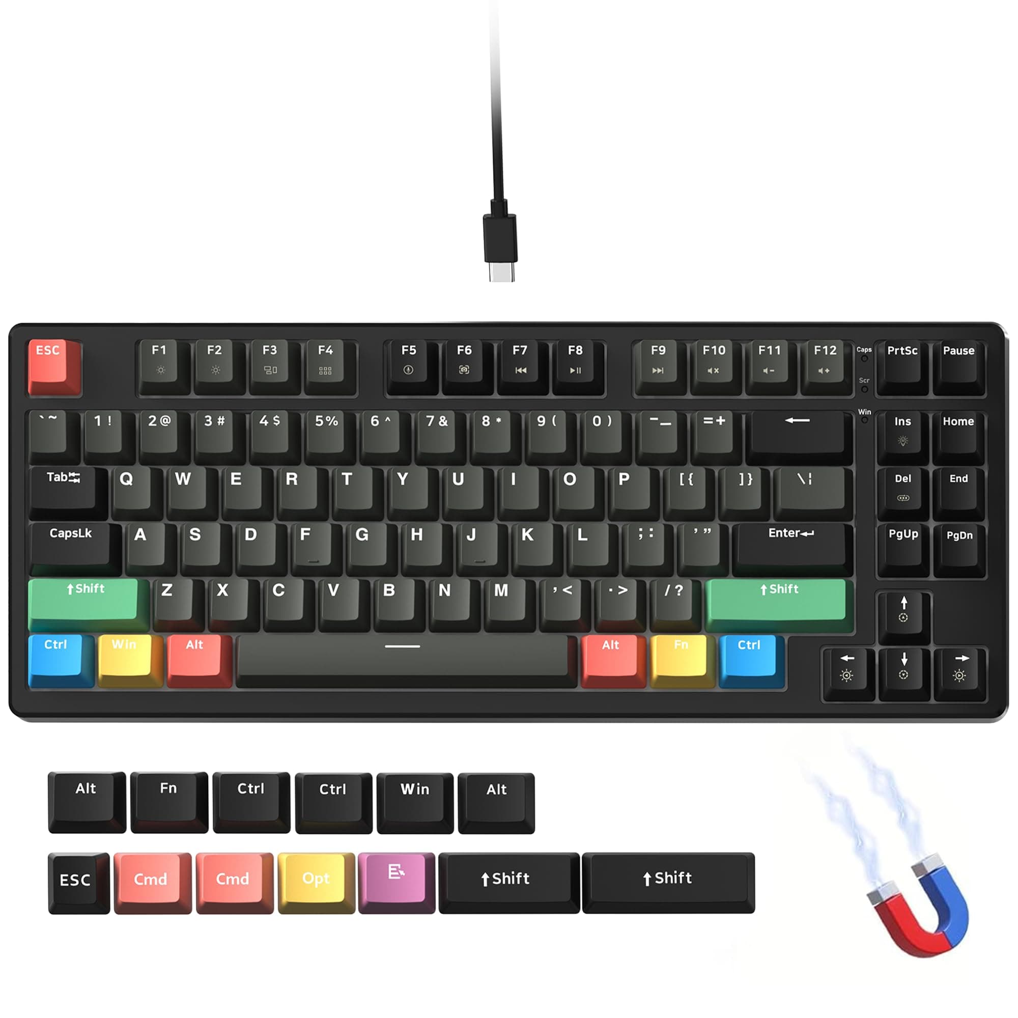 75 Percent Rapid Trigger Gaming Keyboard, XVX G75 Wired Mechanical Keyboard 85 Keys with Hyper-Fast Actuation, Dedicated Magnetic Switch, Actuation Point Adjustable,8K Hz Polling Rate-Black