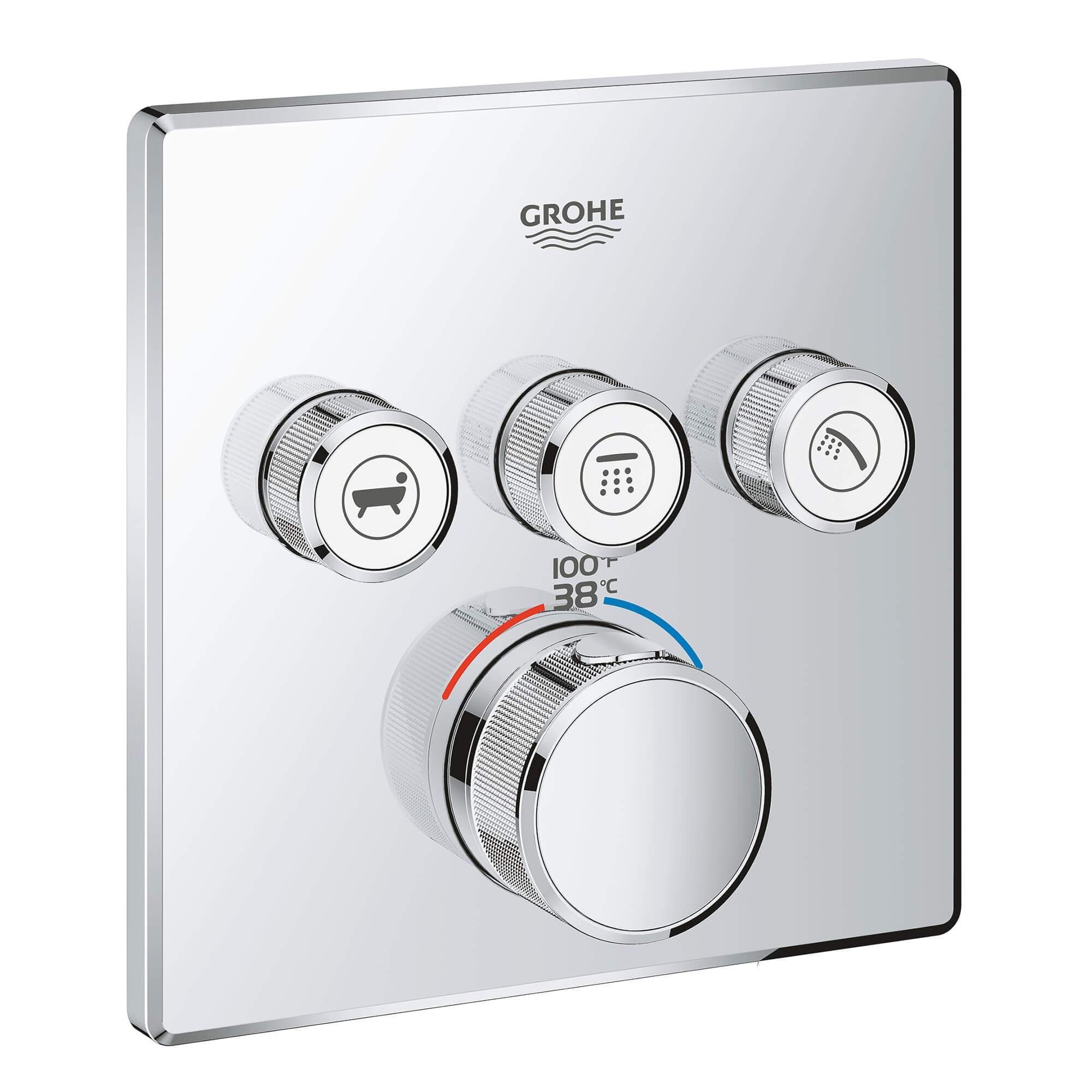 29142000 Grohtherm Smart Thermostatic Trim With Control Module, Starlight Chrome
