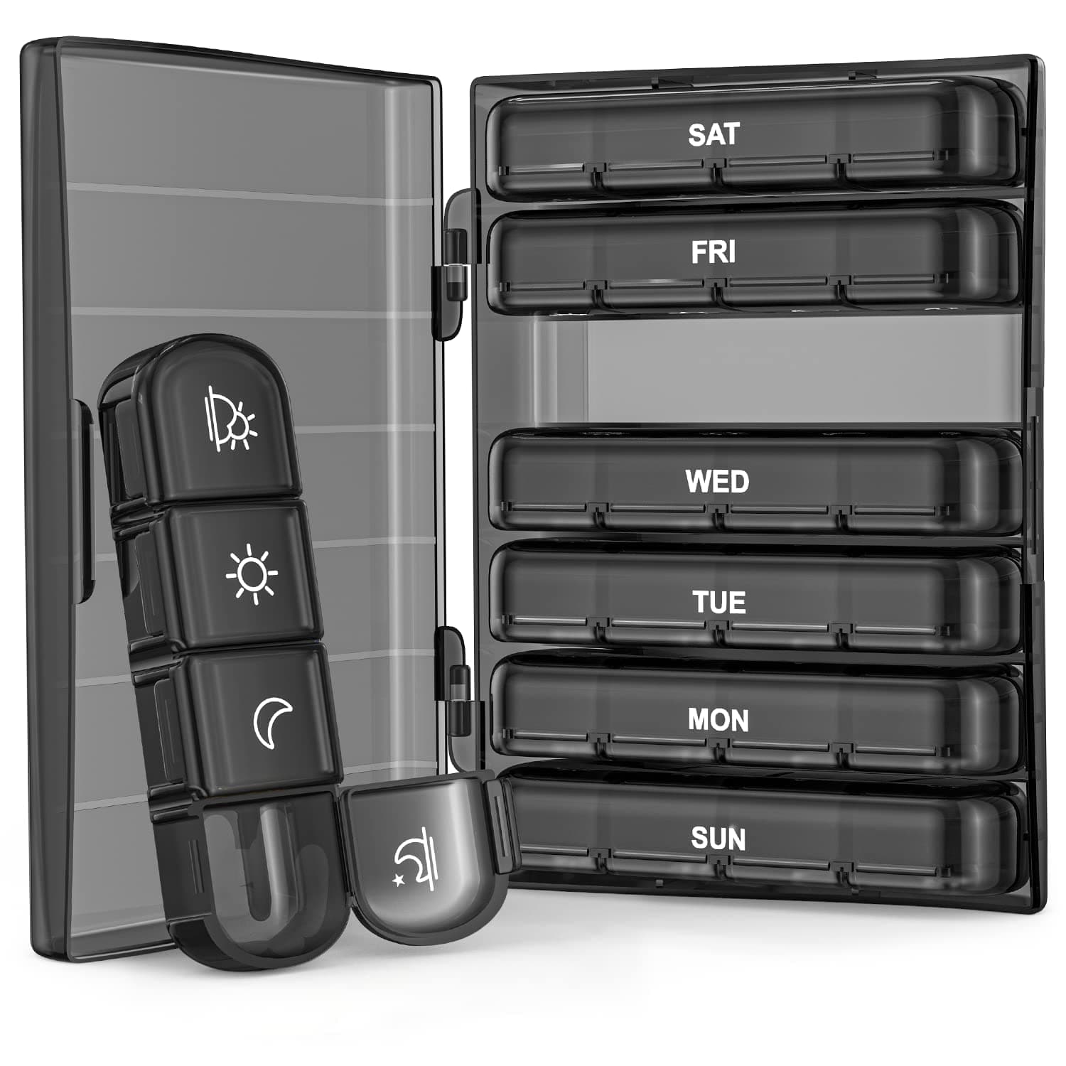 MAKINGTEC 7-Day 4 Times a Day Pill Organizer with 7 Large Compartments for Fish Oils, Vitamins, Supplements, Medication