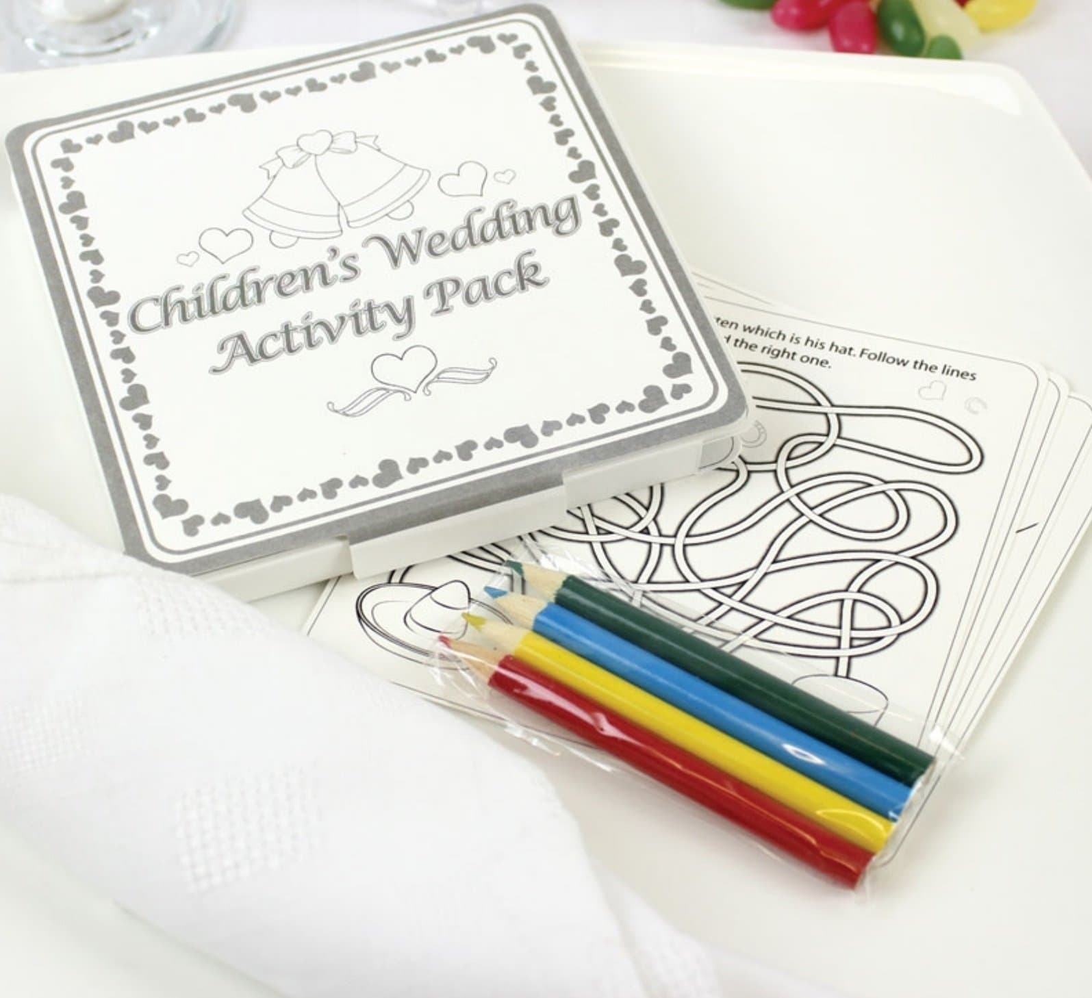 x10 - WEDDING TABLE FAVOURS GIFT - COLOURING FUN ACTIVITY PACK/GAME PUZZLE BOOK