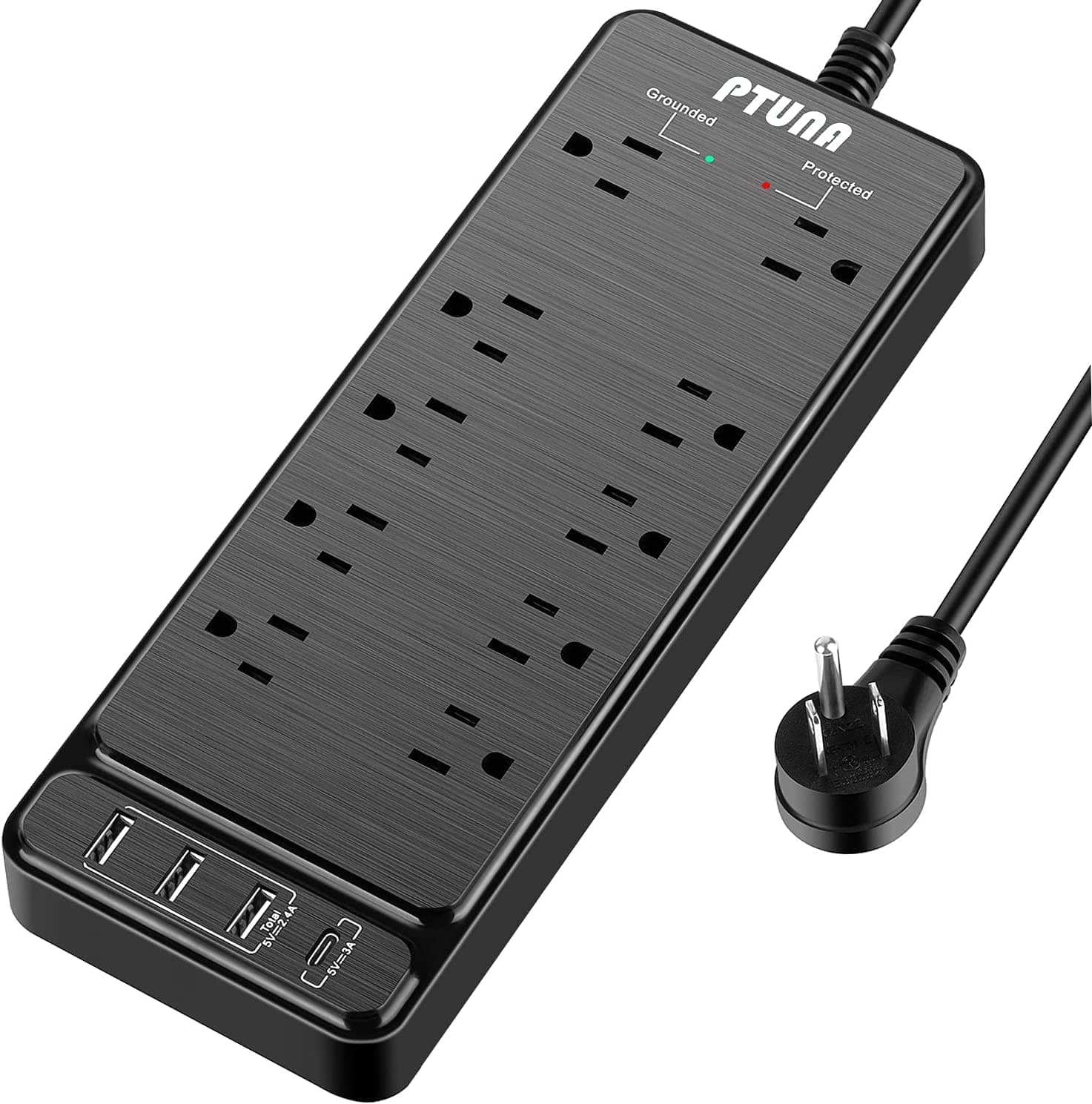 Power Strip, Surge Protector with 10 Outlets and 4 USB Ports, 8 Feet Extension Cord
