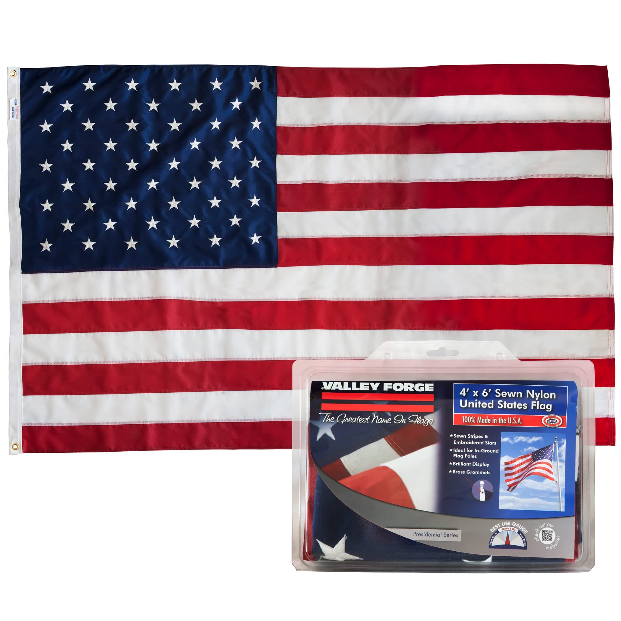 Valley Forge Flag Foot Standard Spun Polyester US American Flag