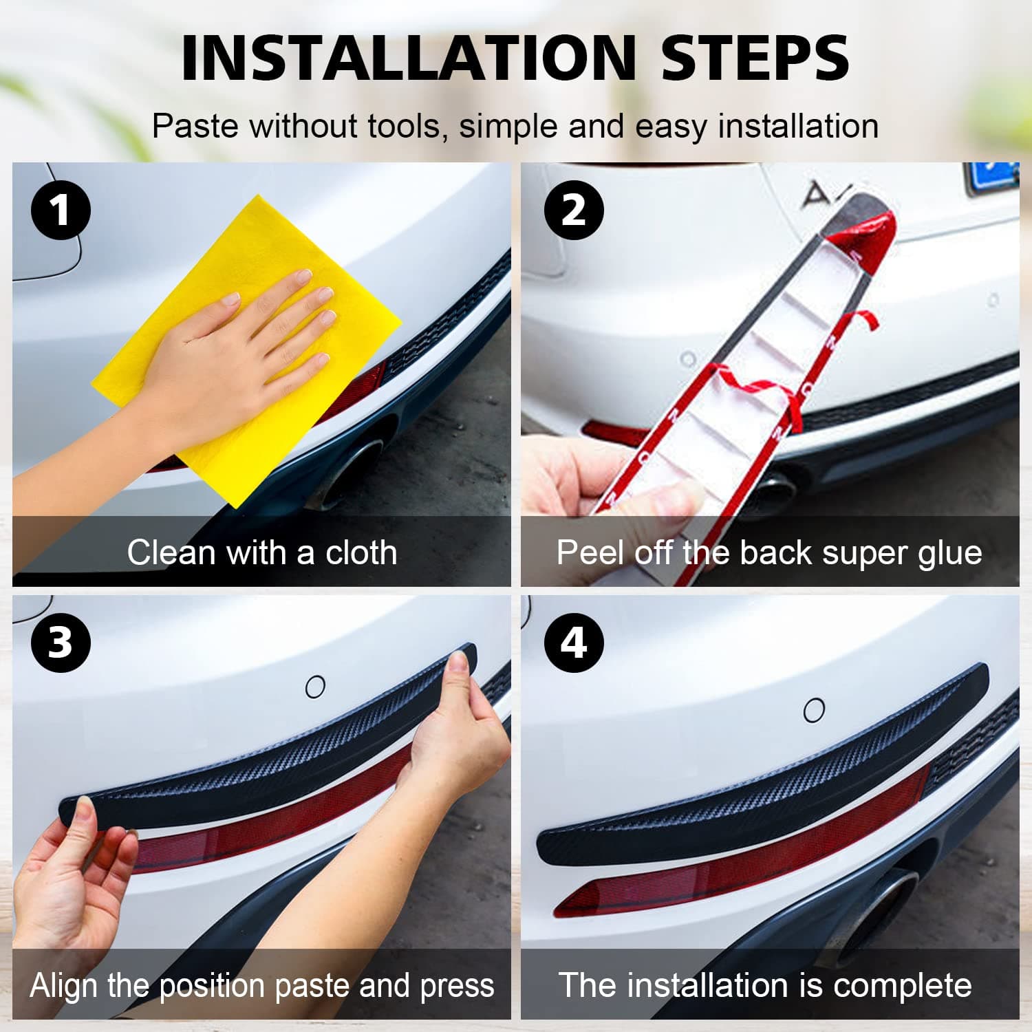 2PCS Black Bumper Guard Strip - Anti-Collision Patch, Scratch-Resistant Protector Trim, Universal for Cars SUV Pickup Truck