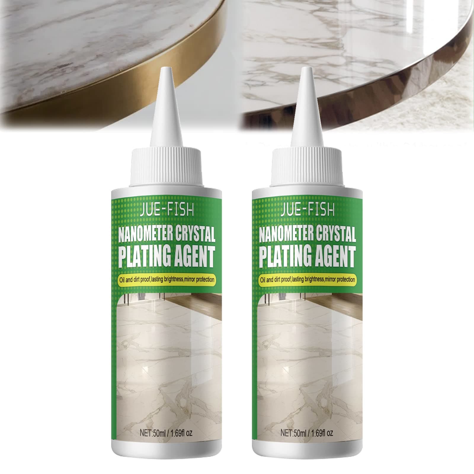 Marble Nano Crystal-Plating Agent, Stone Crystal Plating Agent, Nano Crystal Plating Agent for Kitchen, Marble&Granite&Quartz Countertop Cleaner and Polish (2PC)