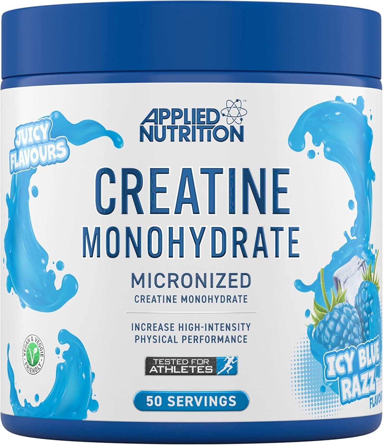 Creatine Monohydrate Powder 250g – 100% Micronized Creatine – 5g per Serving – Supports High-Intensity Performance – ICY Blue Razz – 50 Servings