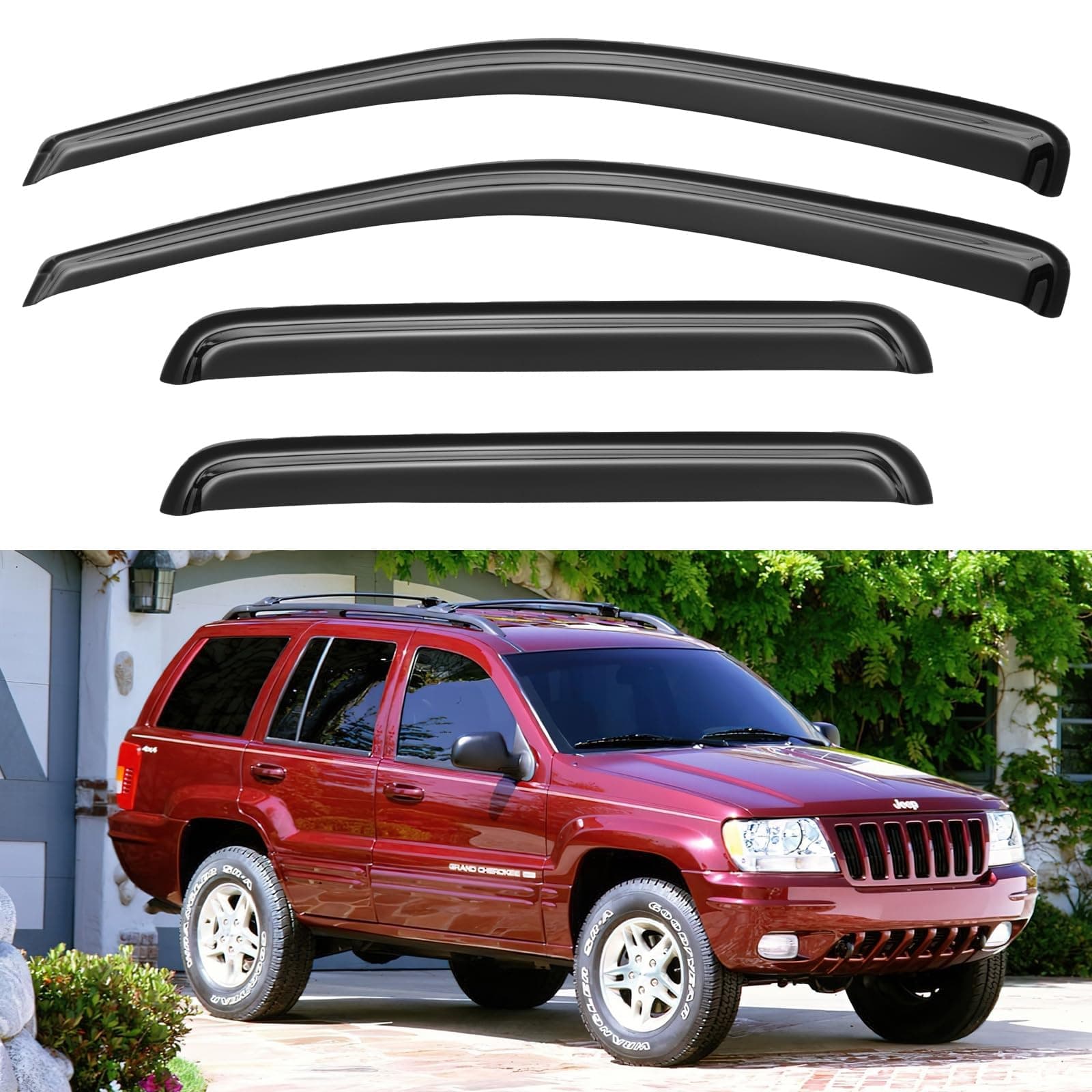 Window Visors Rain Guards Shield for 1999-2004 Jeep Grand Cherokee, Out-Channel Window Vent Wind Deflectors Visors Shades for 2004 Ford Ecosport (Brazil)