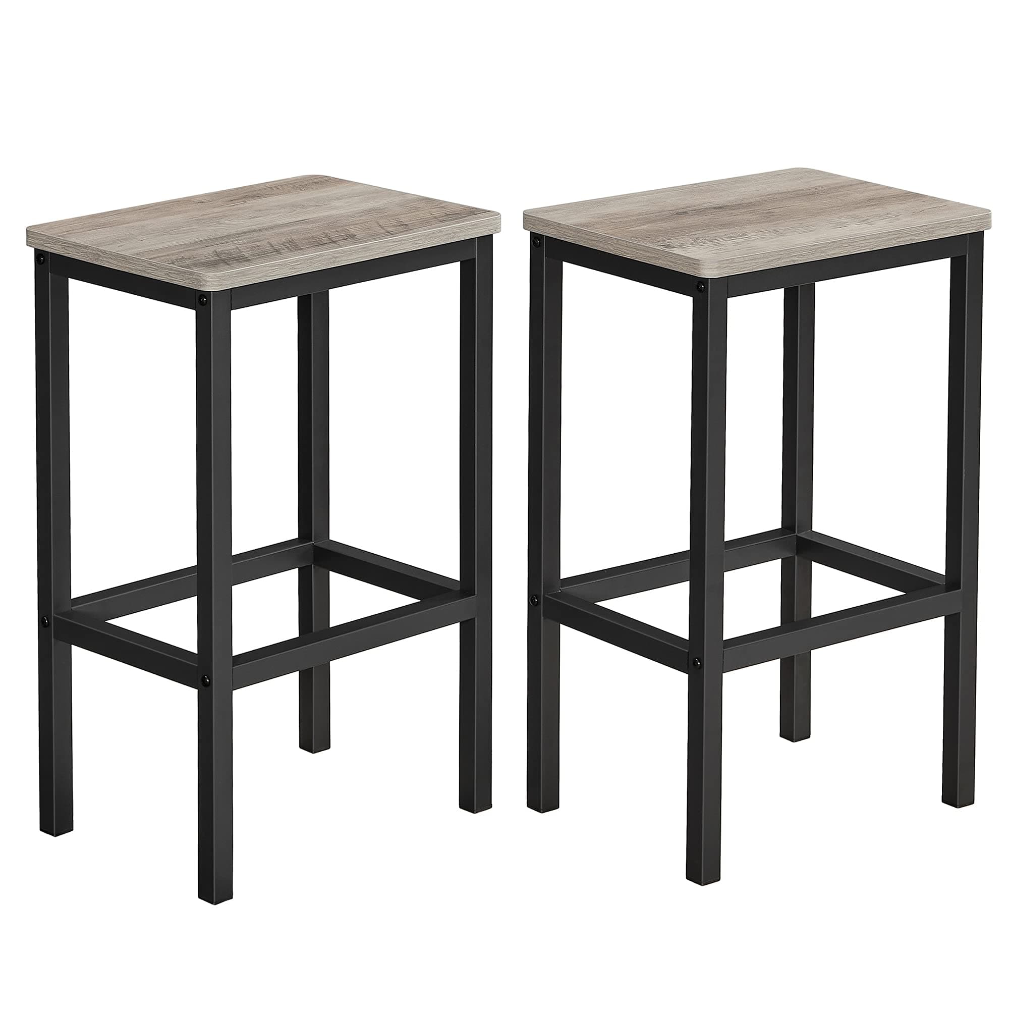 VASAGLE Bar Stools Set of 2, Bar Chairs, Kitchen Breakfast Bar Stools with Footrest, 25.6 Inch Tall, Industrial in Living Room, Party Room, Greige and Black ULBC065B02