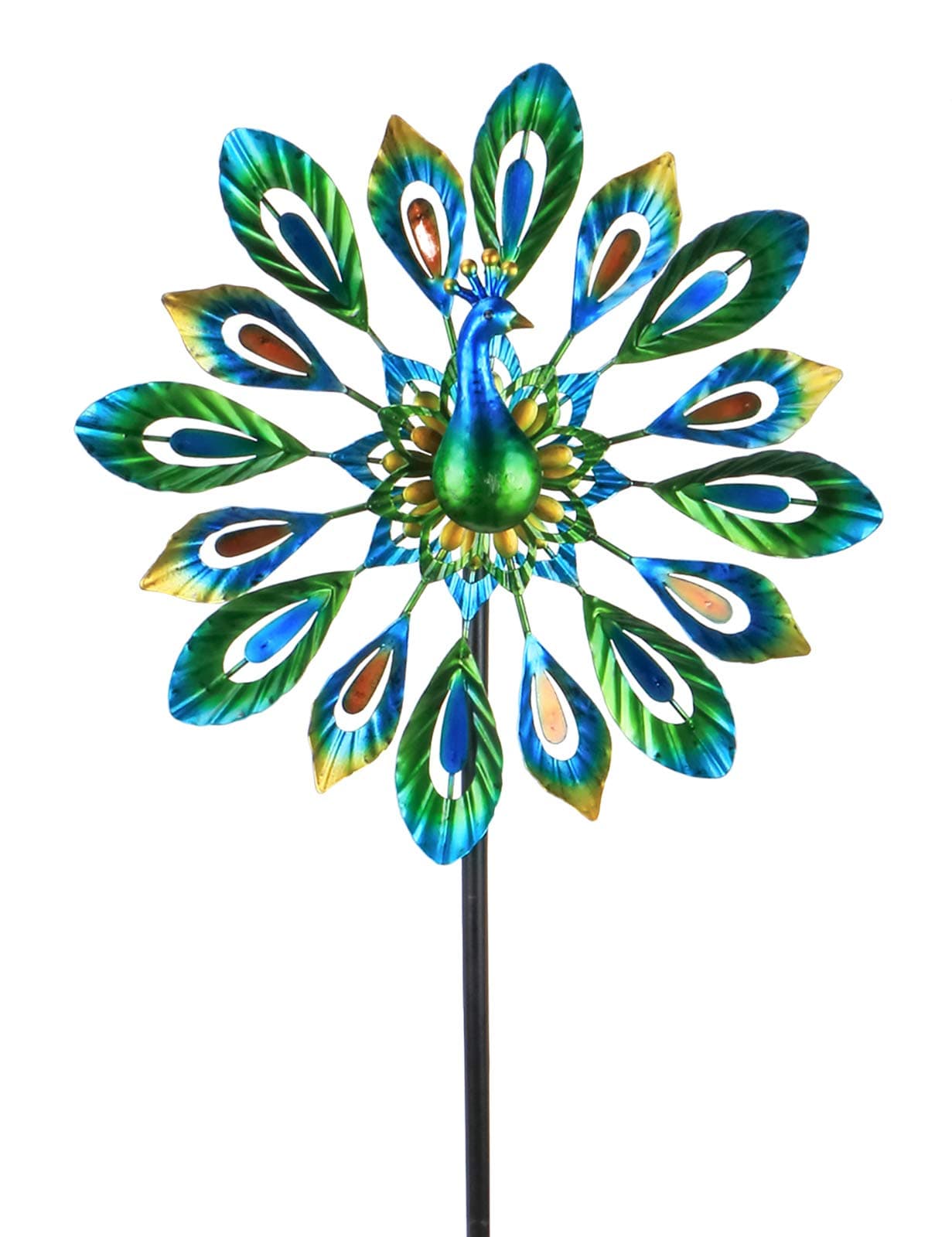 MUMTOPWind Spinner 51" Peacock Double Wind Sculpture is Suitable for Decorating Your Patio, Lawn & Garden