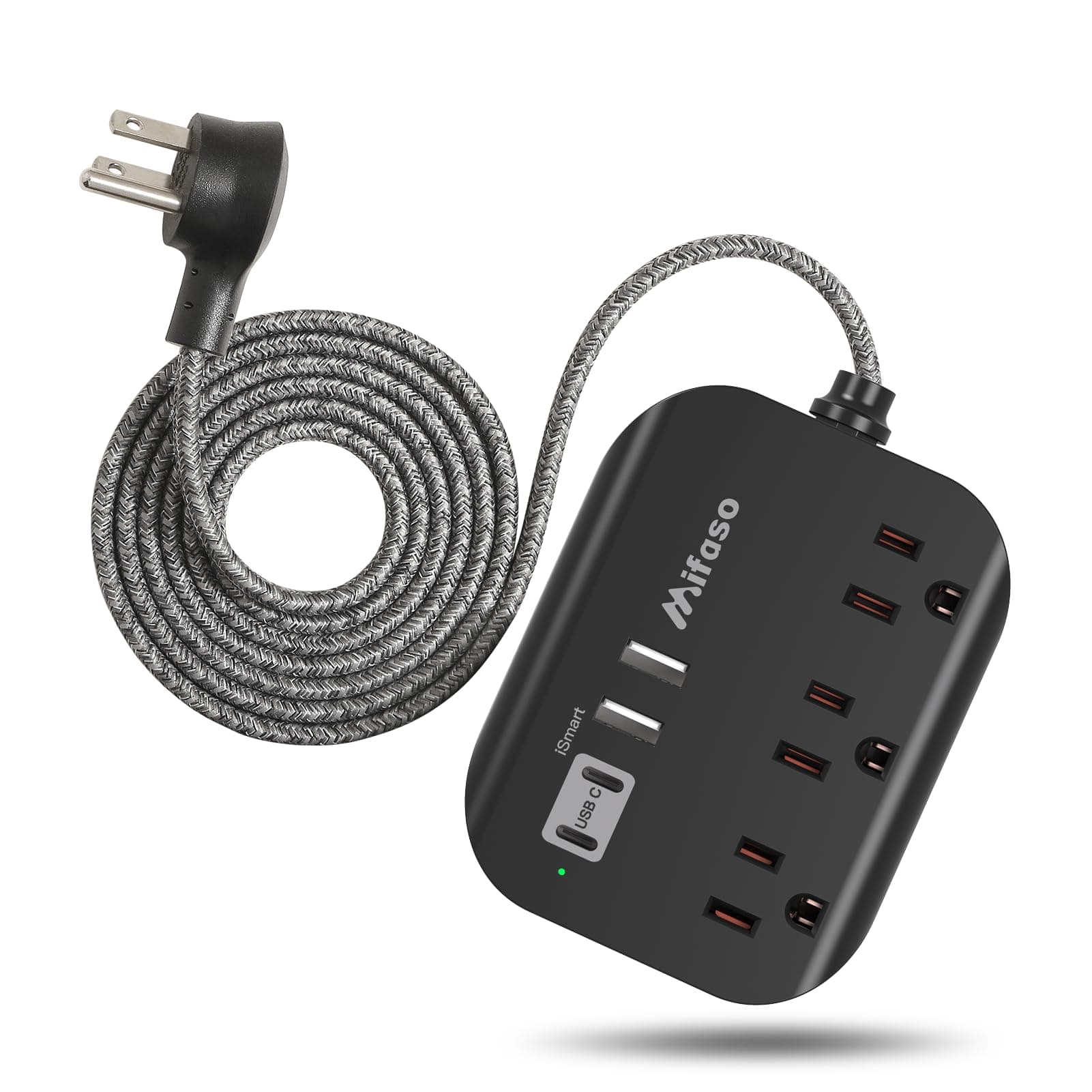 Travel Essentials - Mifaso Power Strip with USB, Compact Flat Plug Extension Cord 5ft with 3 Outlets 4 USB Ports, Non Surge Cruise Must Haves, Cruise Ship Essentials, Dorm Room, Apartment Essentials