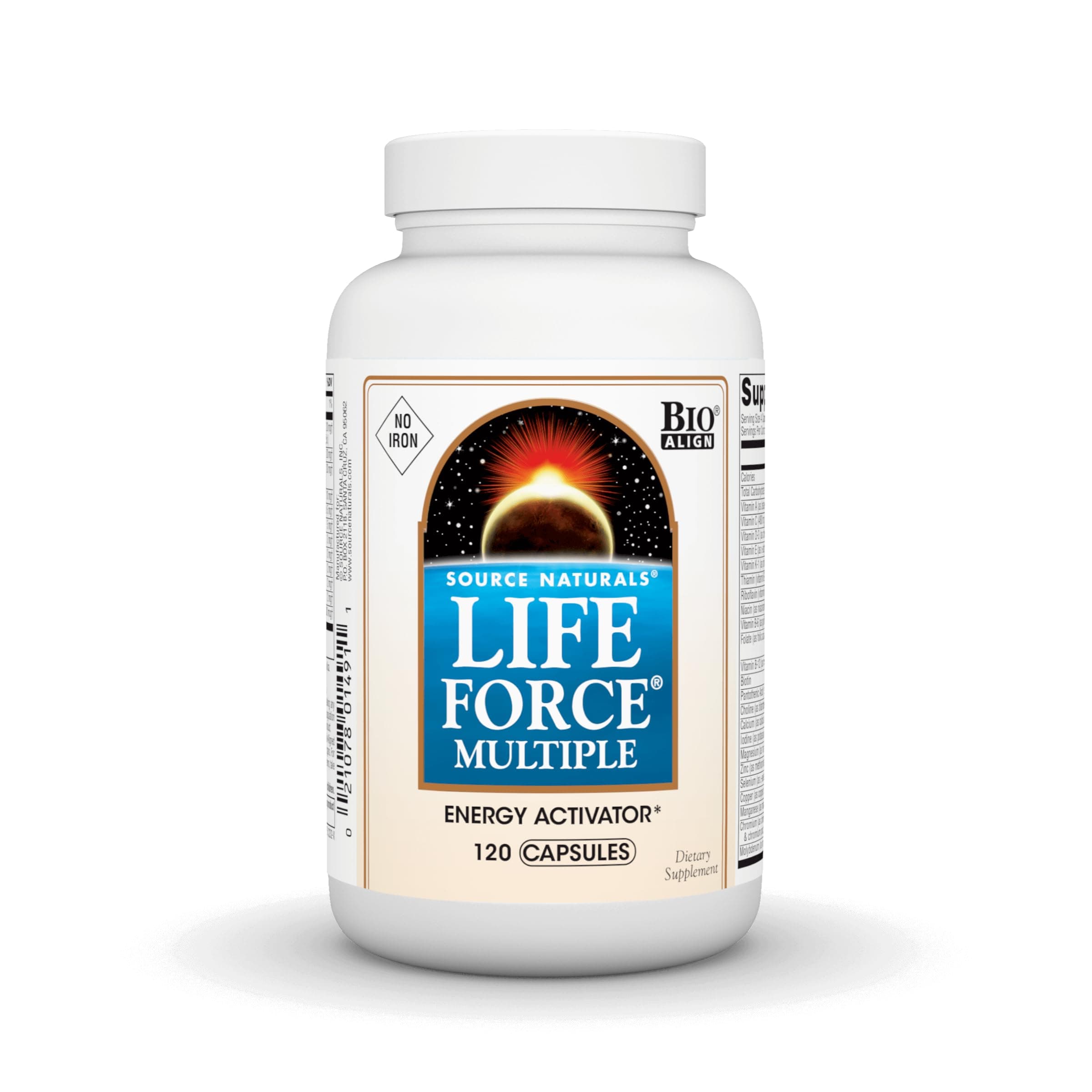 Source Naturals Life Force Multiple Iron Free Daily Multivitamin High Potency Essential Vitamins Minerals Antioxidants & Nutrients Energy & Immune Boost Capsules 120 Multi
