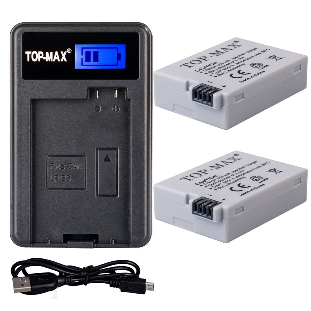 (Pack of 2) Super High Power LP-E8 Battery + USB Battery Charger for Canon EOS 450D 500D 1000D Kiss F X2 X3 Rebel XS XSi T1i Digital Camera