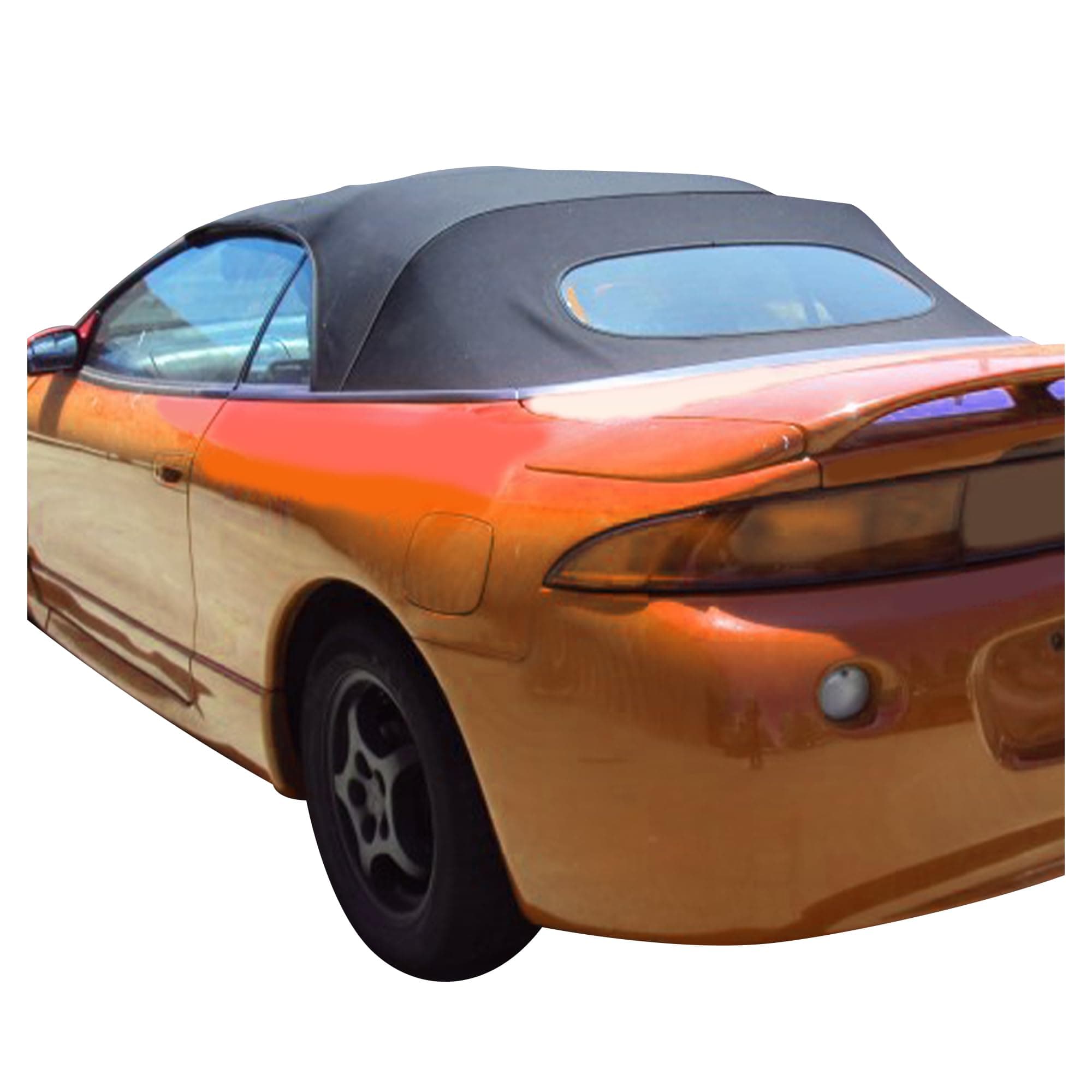 KUAFU Convertible Soft Top Compatible with 1995-1999 Mitsubishi Eclipse - Black Sailcloth Vinyl Top & Clear Heated Glass Window