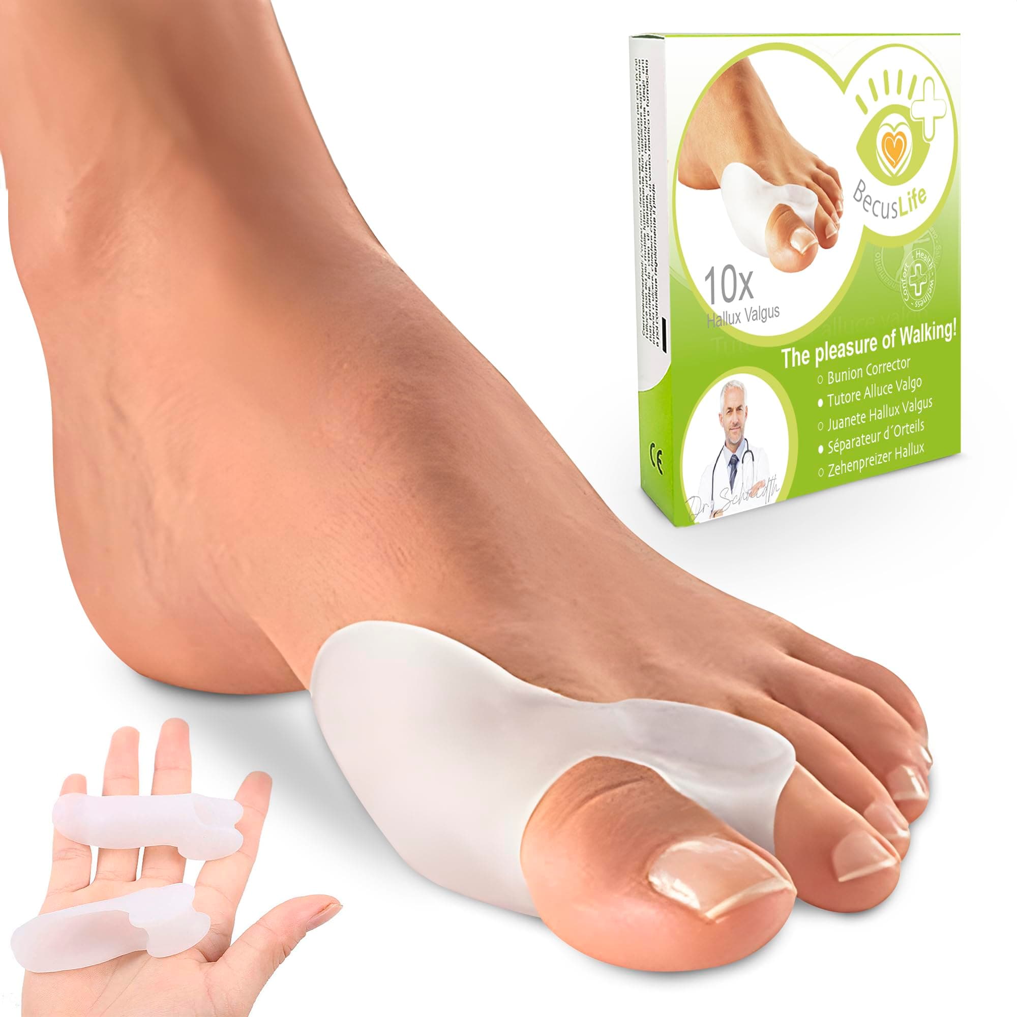 Bunion Corrector – Hallux Valgus Separator 2.0, Soft Silicone Toe Corrector – Toe Splint, Toe Straightener Relief Sleeves, Hammertoe Straightener, for Men and Women