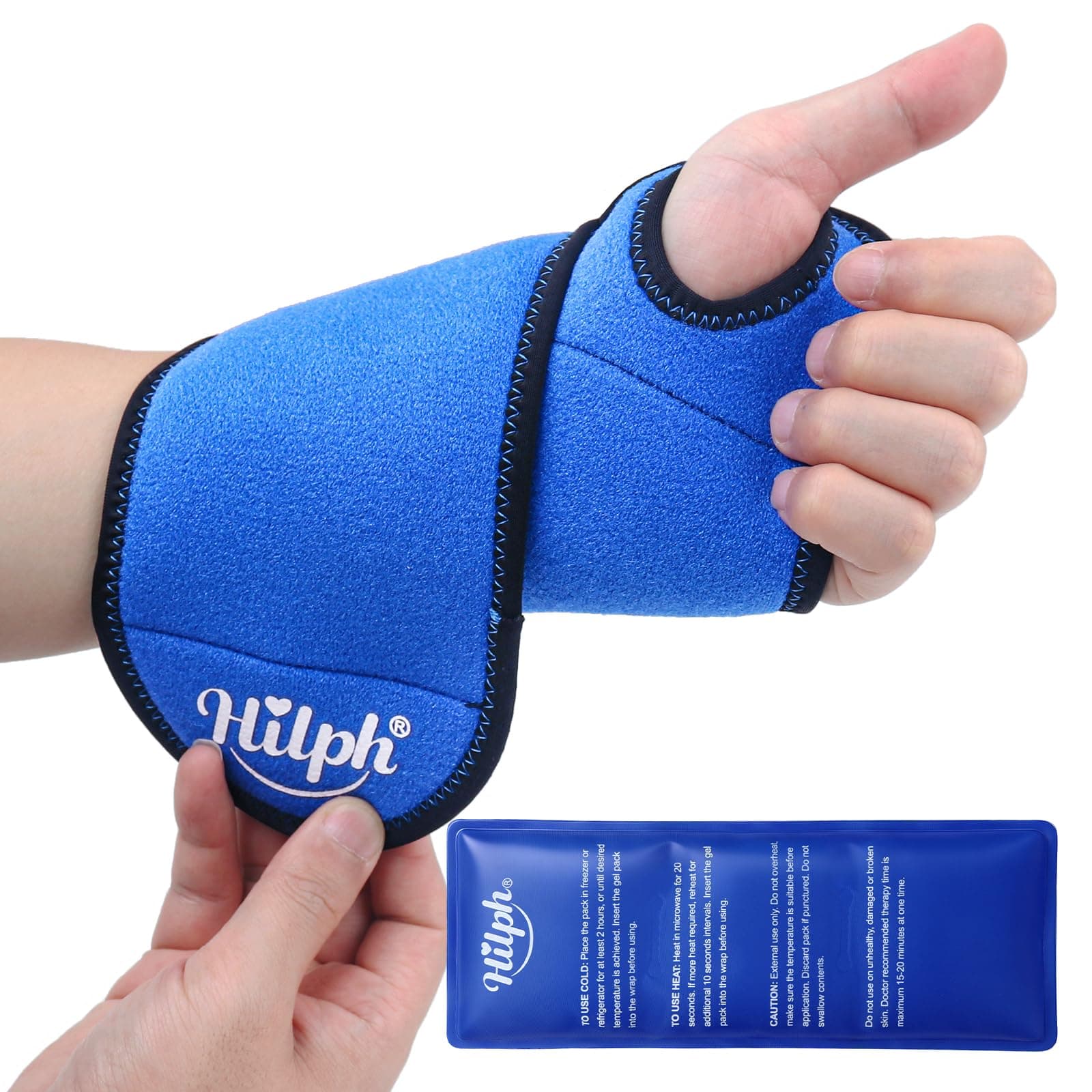 Hilph Wrist Ice Pack Wrap - Reusable Gel Pack for Carpal Tunnel Relief, Hand Support Brace With Hot & Cold Therapy for Tendonitis, Tenosynovitis, Rheumatoid Arthritis