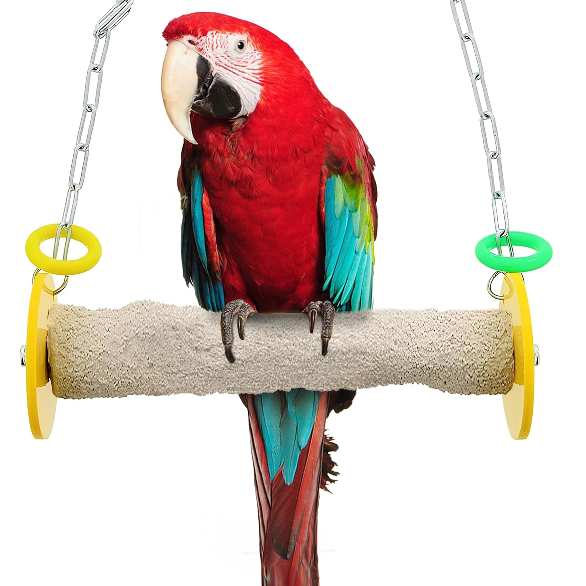 Sweet Feet and Beak Roll Bird Swing - Perch Bird Toys Trims Nails and Beaks, Safe and Non-Toxic Bird Cage Accessories for Small and Large Birds, Swinging Toys Birds Will Love, XL 11 Inches