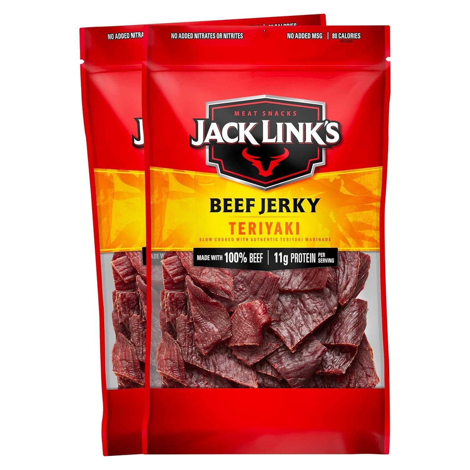 Teriyaki Beef Jerky - (2 Pack) 9 oz Bag - Ready to Eat Protein Snacks - 11g Protein per Serving - Made with 100% Real Beef