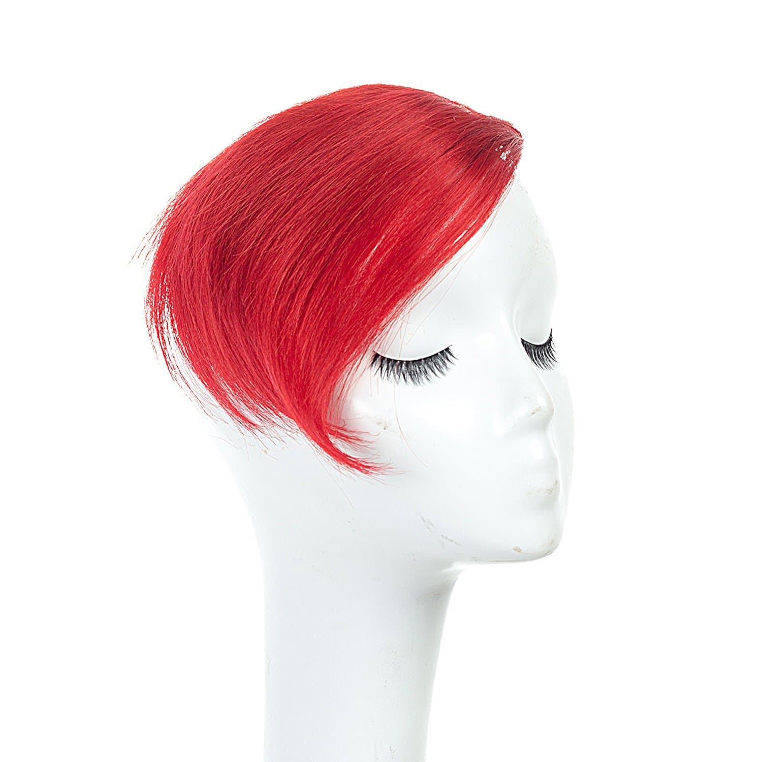 Side Bangs Clip in Bangs Real Human Hair One Piece Clip on Bangs Fringe Extensions Fashion Side Bangs Hairpiece For Lady Girl Women Red Color