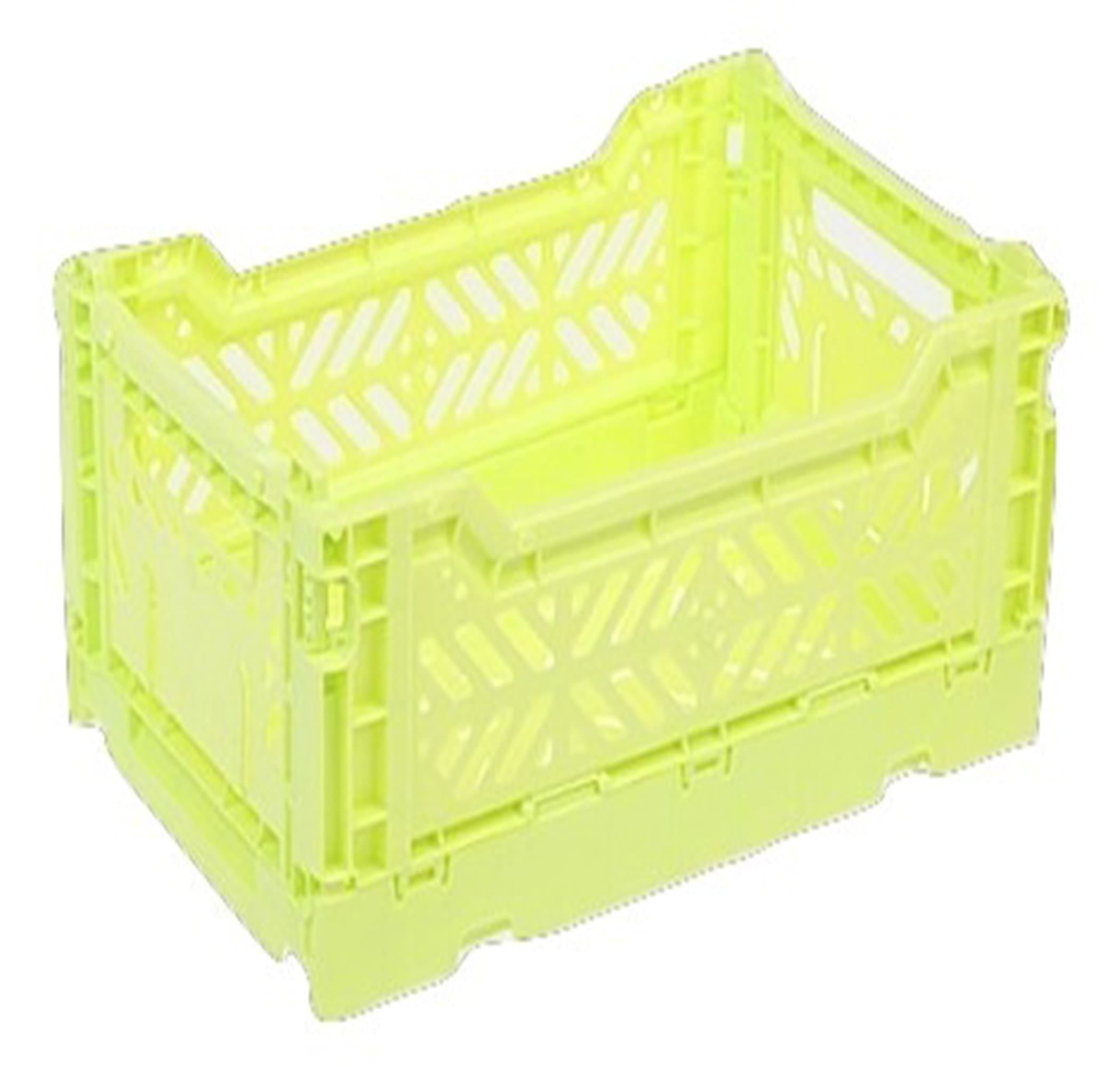 AY-KASA Collapsible Storage Bin Container Basket Tote, Folding Basket Crate Container : Storage, Kitchen, Houseware Utility Basket Tote Crate Mini-Box (Lime)
