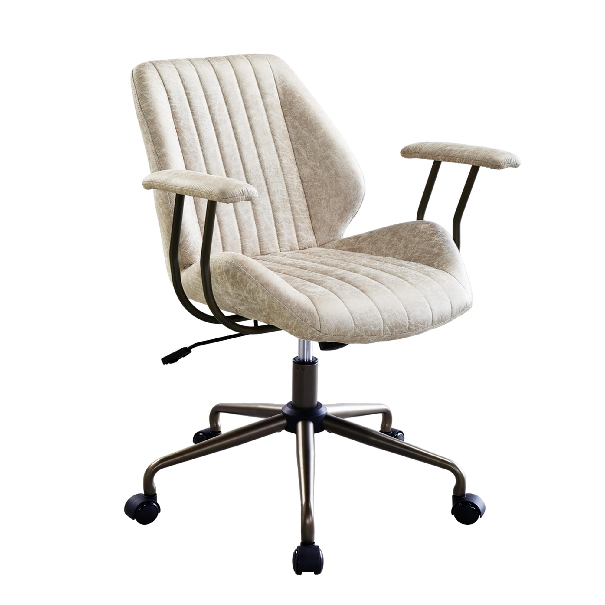 Home Office Desk Chair Computer Chair with Mid Back Support Armrests Rolling Swivel Wheels Height Adjustable Task Chair for Executive, Office, Living Room (Beige)