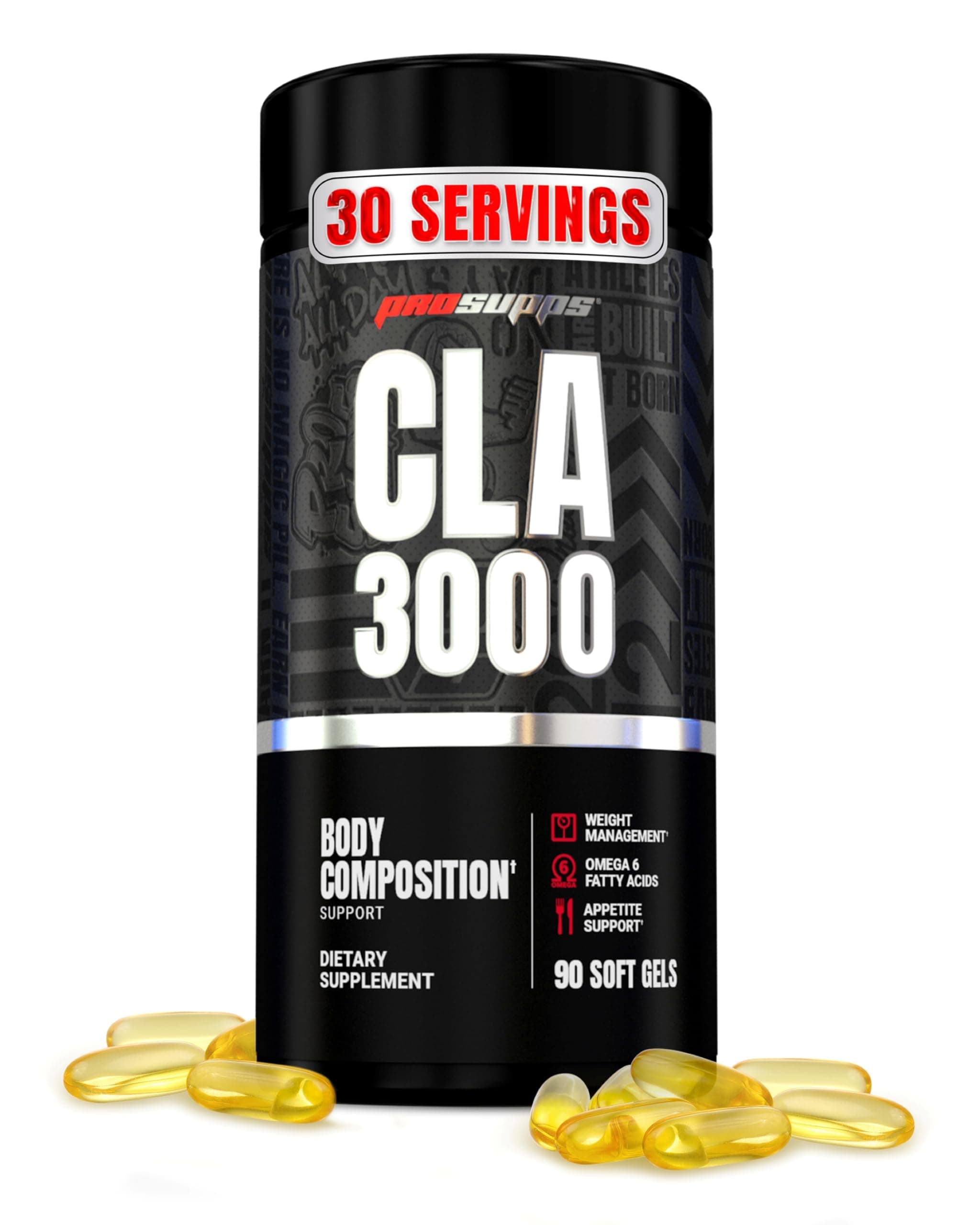 ProSupps CLA 3000 Lean Body Composition Support - Stim-Free Conjugated Linoleic Acid Workout Supplement for Weight Management & Appetite Support with Omega 6 Fatty Acid - Gym & Fitness - 90 Softgels