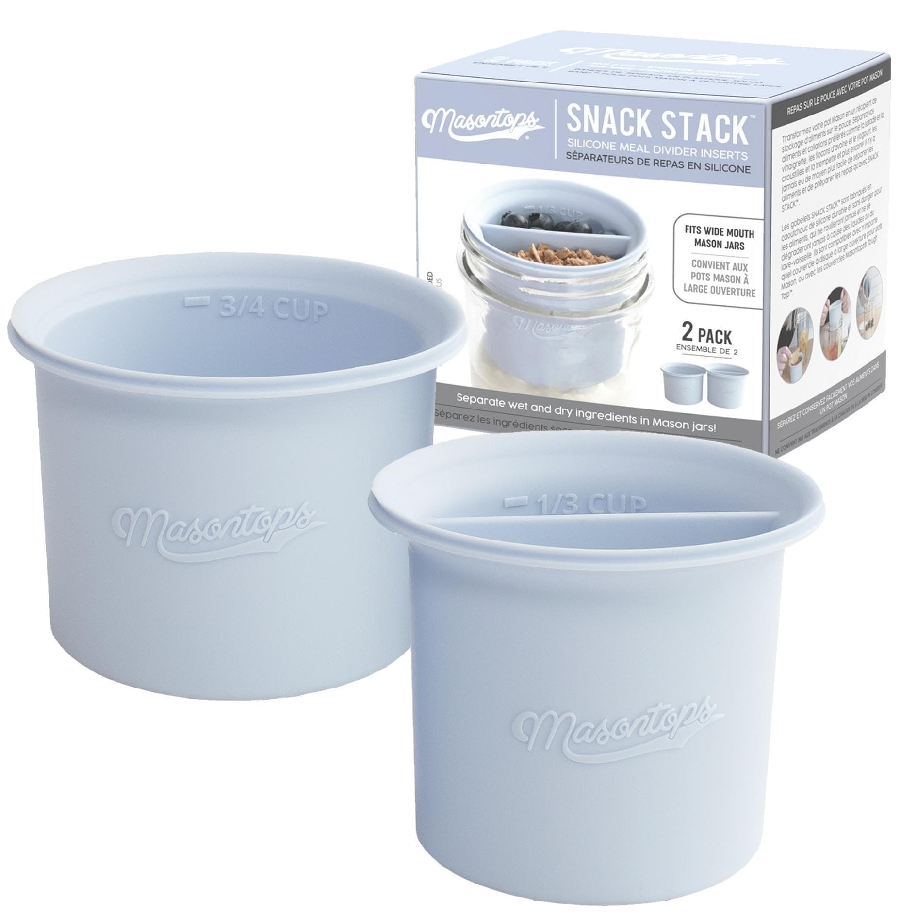 Snack Stack - Mason Jar Dividers for Wide-Mouth Jars, Overnight Oats & Salad Meal Prep Containers