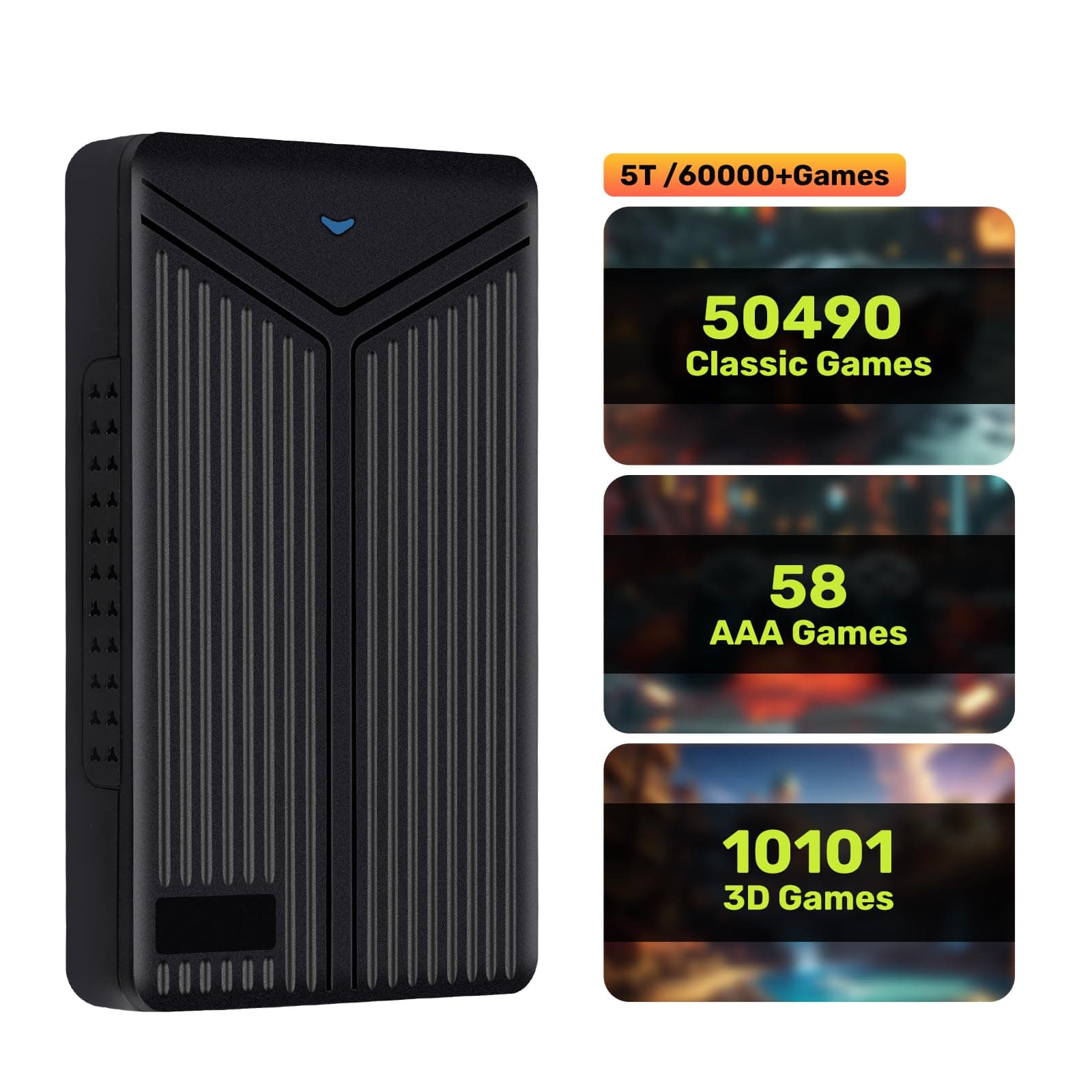 Retro Gaming Console Hard Drive 5TB, 80+ Emulator Console, Retro Drive Plug and Play for PC, Compatible with Retrobat/Playnite/Launchbox 3 Gaming System, Hyper Base Mix Compatible with Win 8.1/10/11