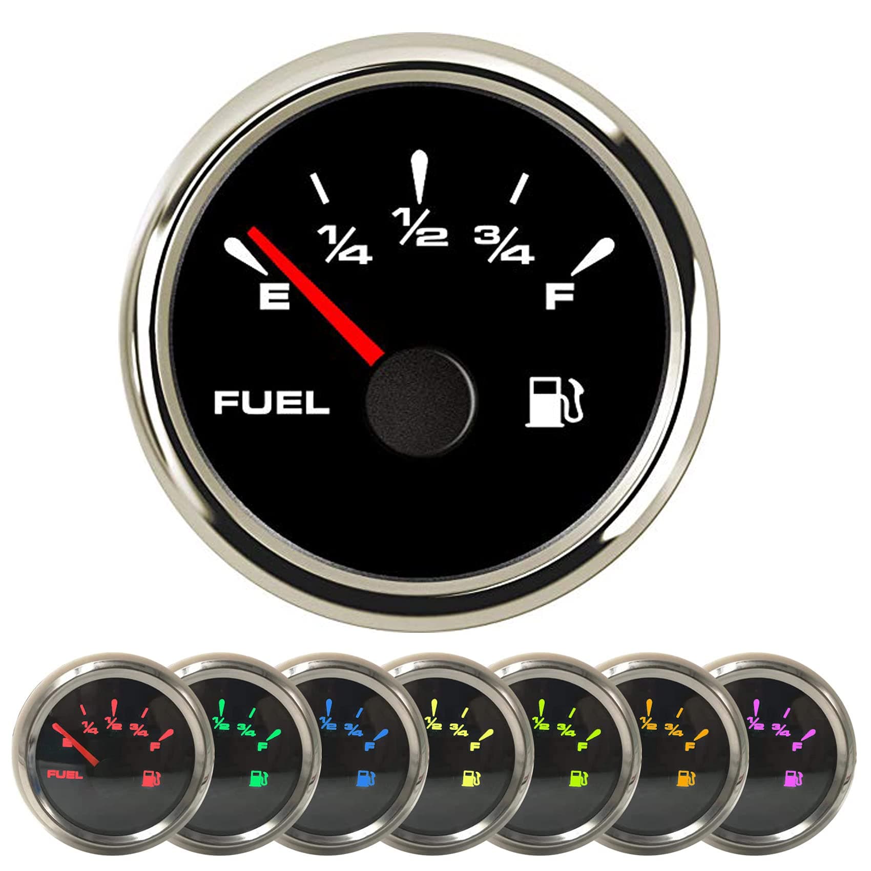 52mm Signal Adjustable Full Range Universal Digital Fuel Level Gauge Meter 7 Color Backlight 12V/24V