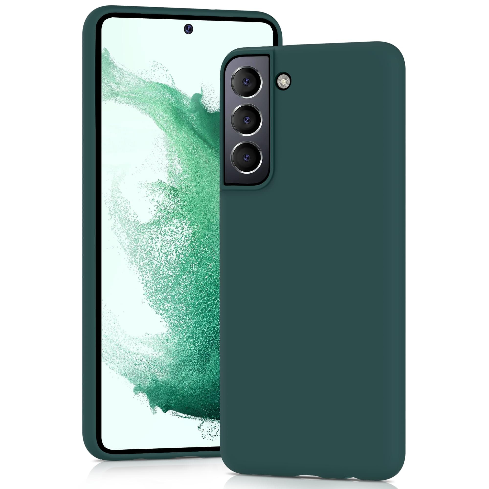 – Silicone Case for Samsung Galaxy S22, Soft-Touch, Shockproof, DustProof, Antiskid Full Body Armour Phone Cover for Samsung Galaxy S22 - Dark Green