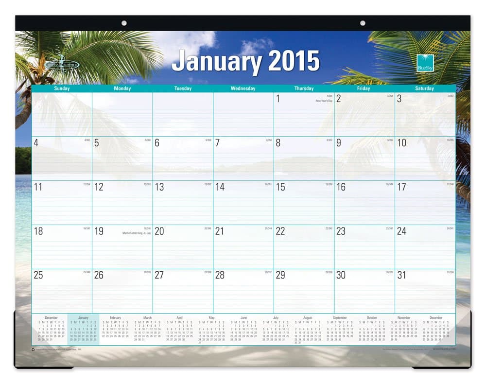Blue Sky 2015 Endless Summer Desk Pad Calendar, Case Bound, 22 x 17 Inches
