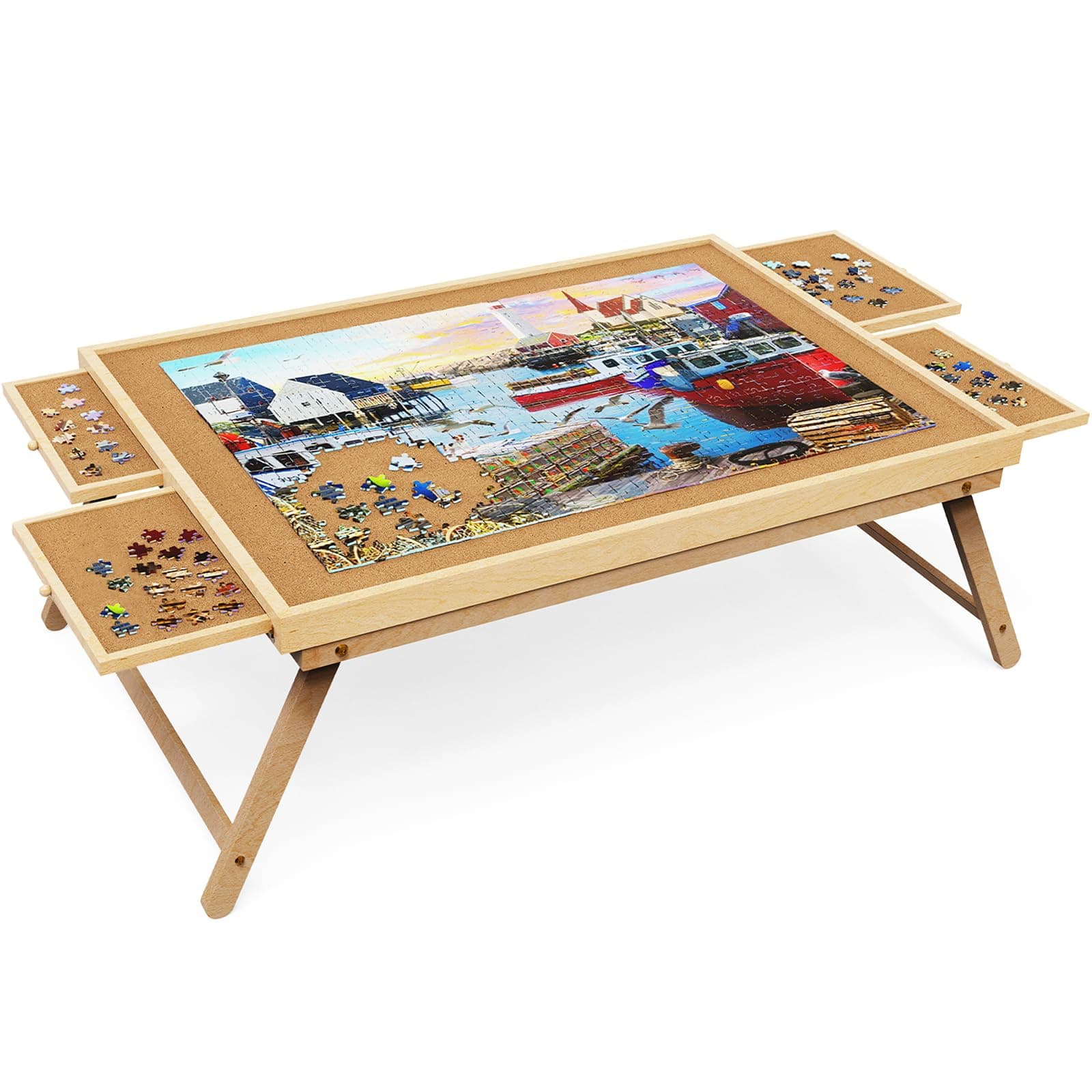 Puzzle Board 2000 Pieces, 41.3"x 27.9" Jigsaw Puzzle Table with 4 Drawers and Cover,Portable Board GameTable with Folding Legs for Adults and Teens