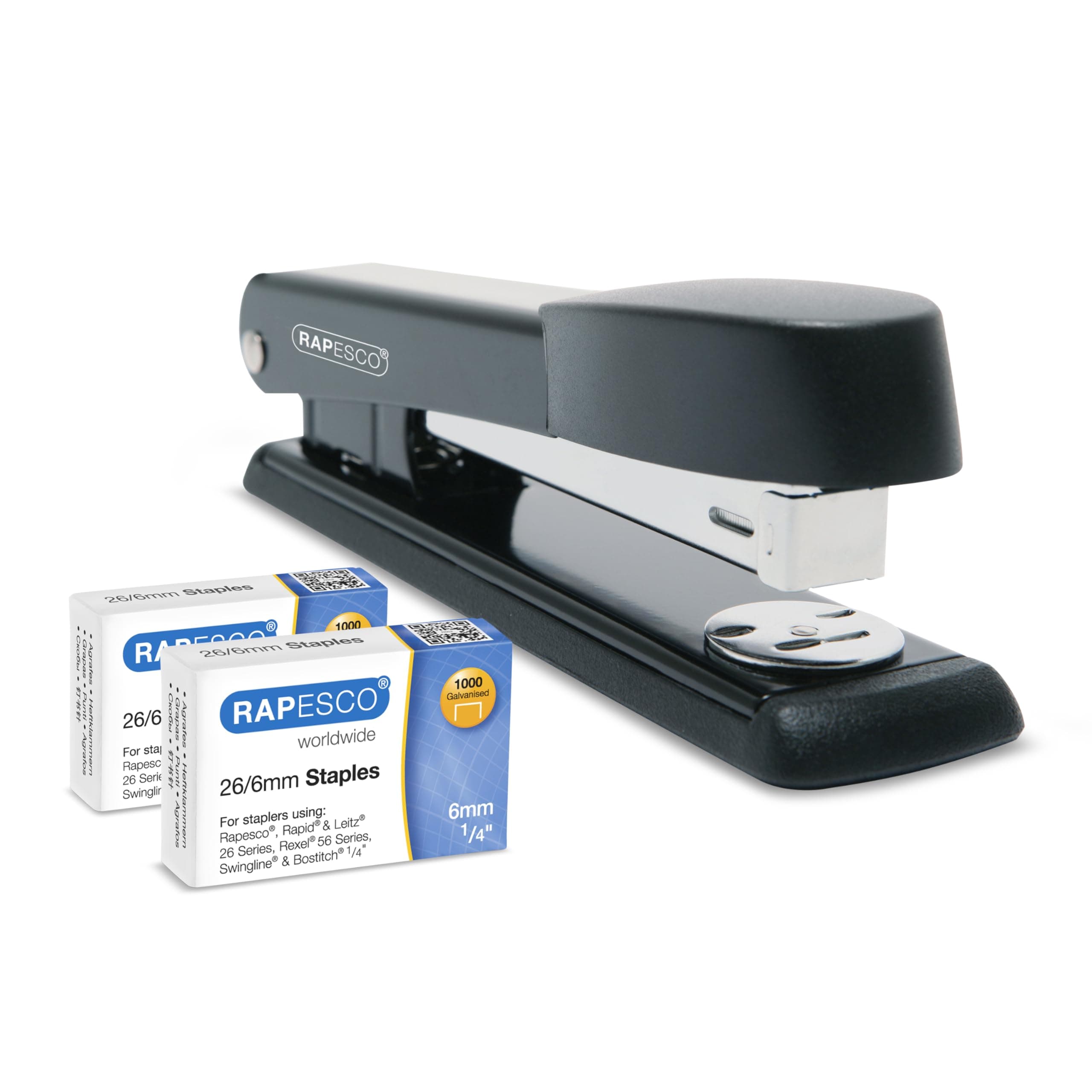 1602 Marlin Stapler with 2000 Staples Type 26/6mm (1/4"), 25 Sheet Capacity, Non-Slip Base, Metal Office Stapler, Uses Type 26 and Type 24 High Capacity Staples