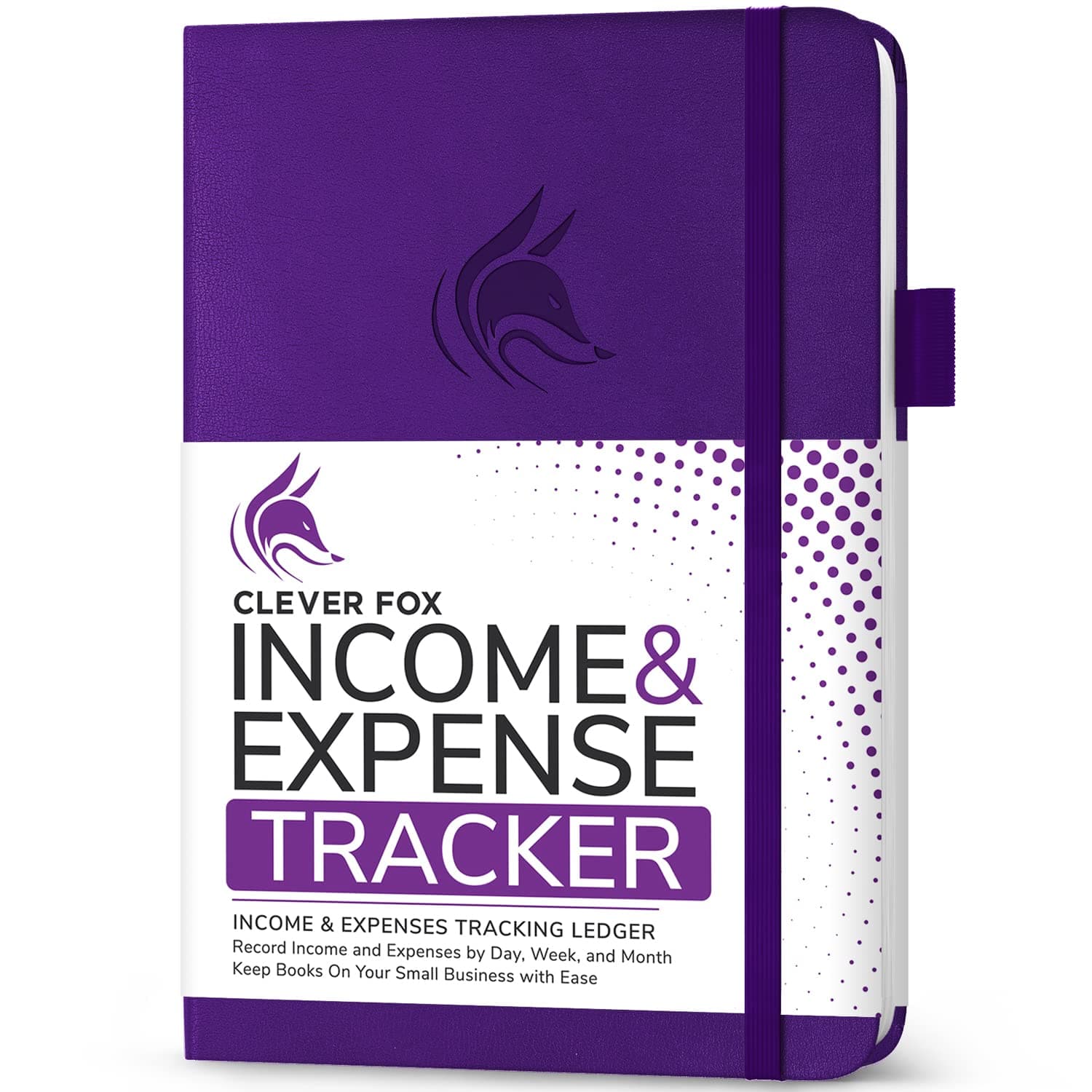 Clever Fox Income & Expense Tracker – Accounting & Bookkeeping Ledger Book for Small Business – 1-Year Record Notebook, A5 (Purple)