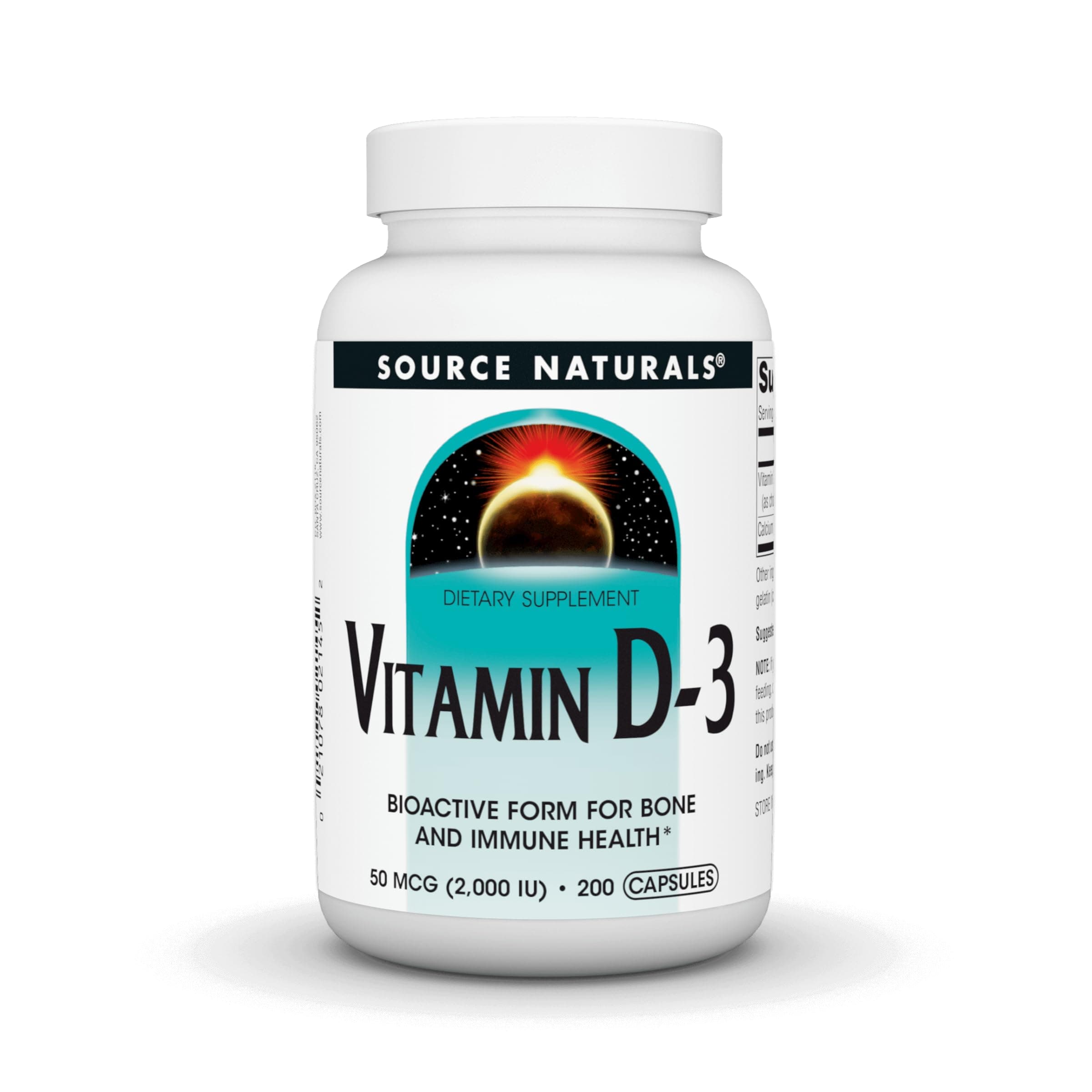 Source Naturals Vitamin D-3 2000 iu Supports Bone & Immune Health - 200 Capsules