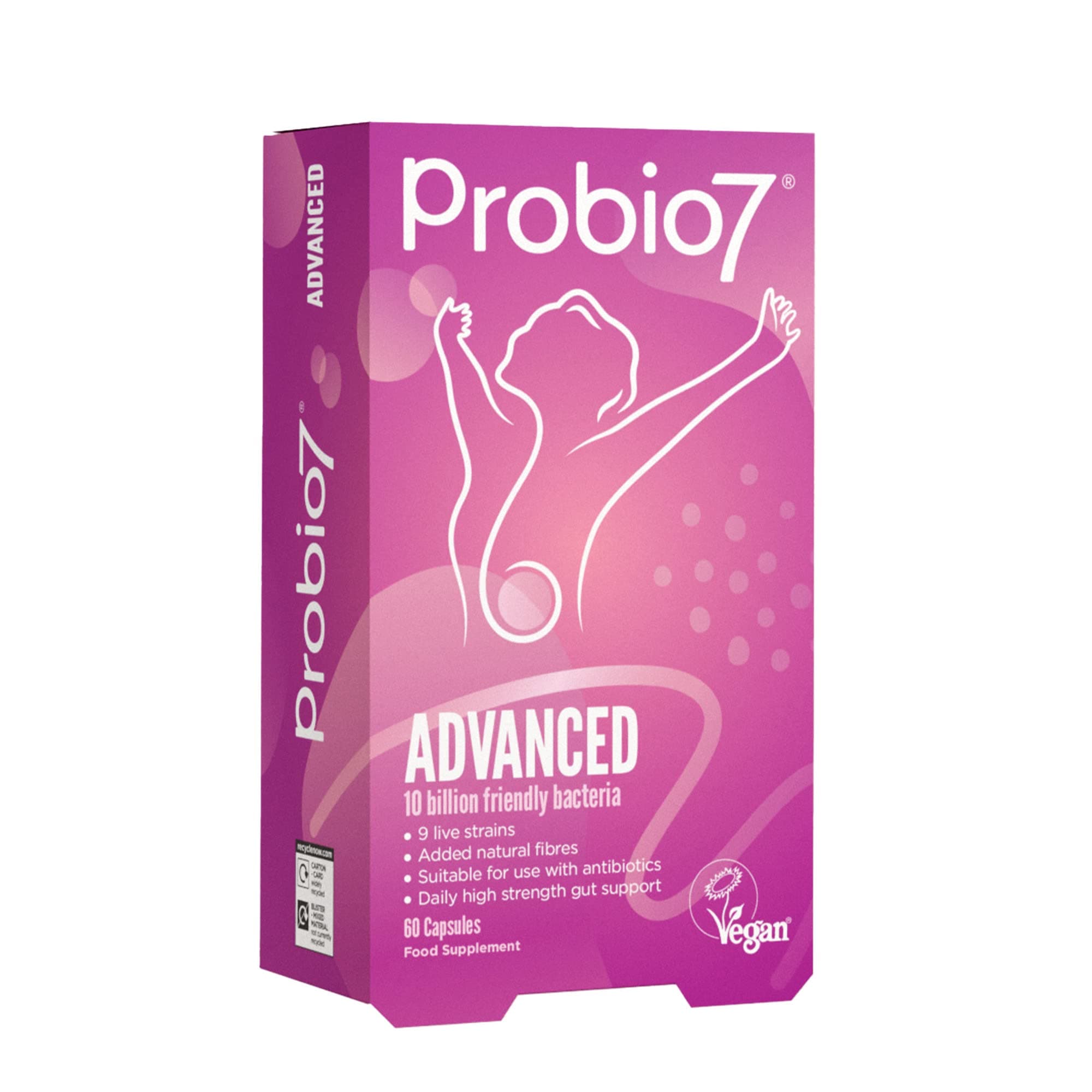 Probio7 Advanced | Vegan | 9 Live Strains | 10 Billion CFU + 2 Types of Fibre (60 Capsules)