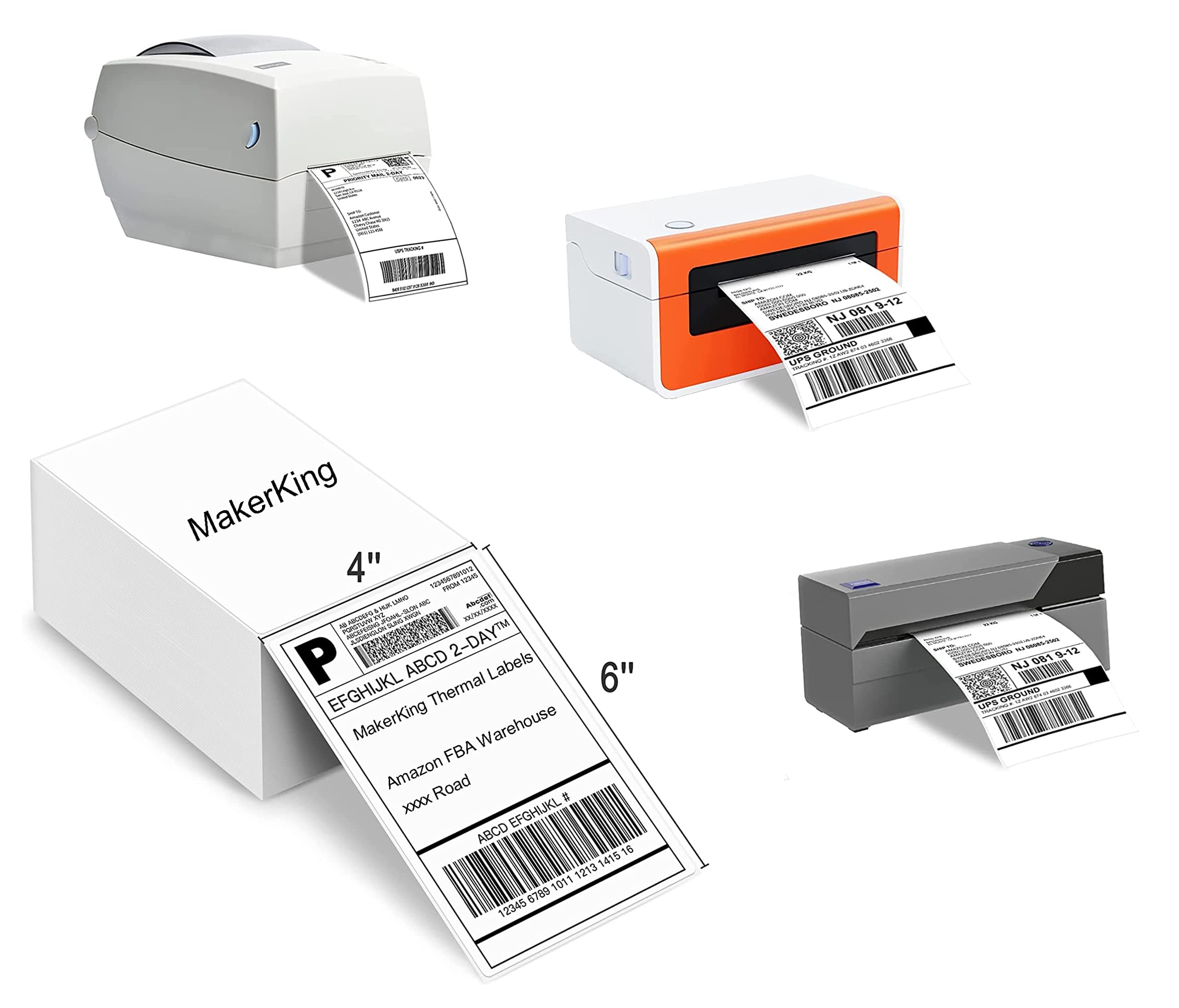 4x6 Thermal Labels, White Mailing Fanfold Postage Direct Thermal Printer Shipping Label (100 4x6 Fanfold Labels), Compatible with Rollo, MUNBYN, iDPRT, Polono, Zebra Thermal Label Printer