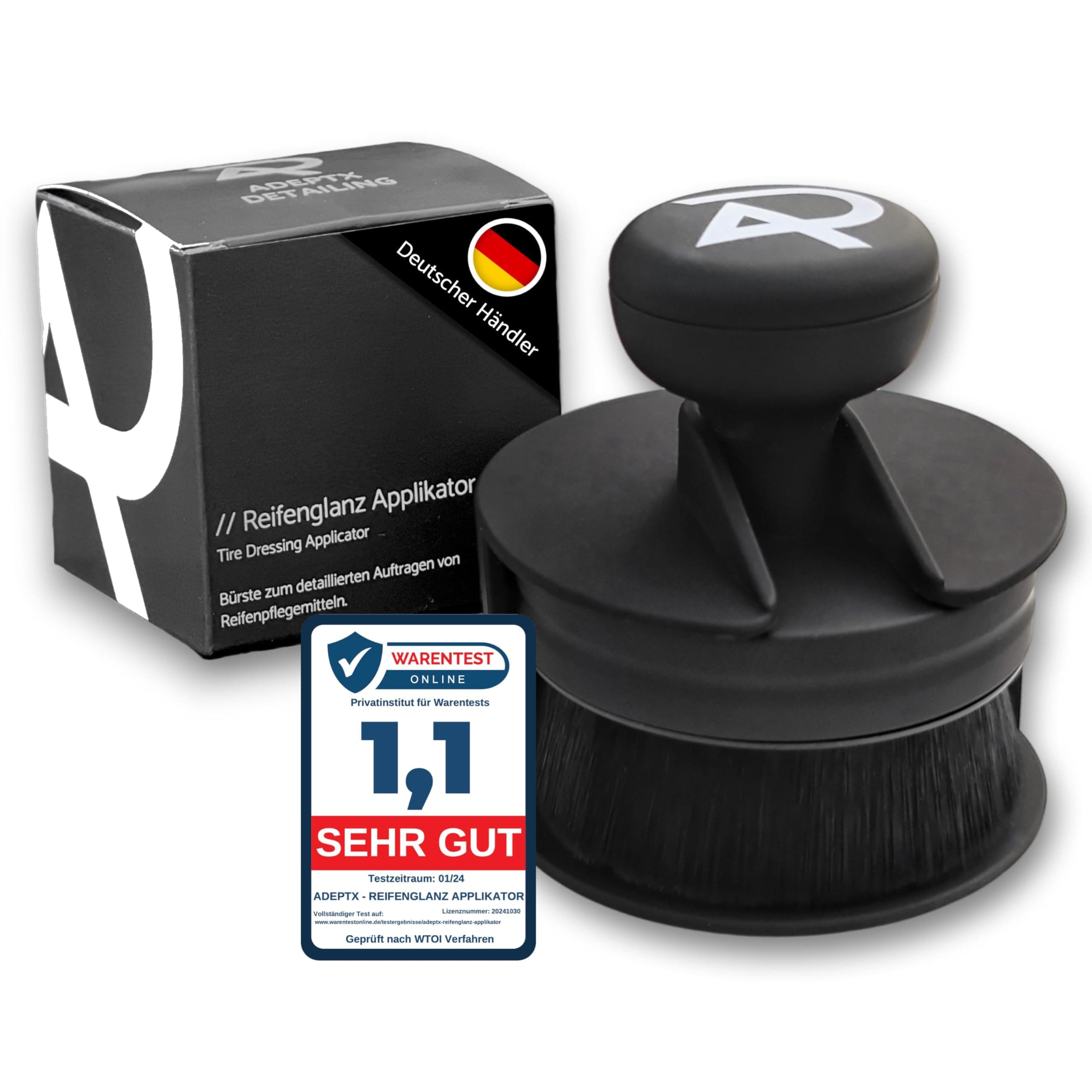 Detailing Tyre Shine Applicator for Car & Motorcycle - Applicator Brush for Tyres, Rubber & Plastic Care - Ideal for Interior, Bumpers & Seals - Car Detailing Applicator