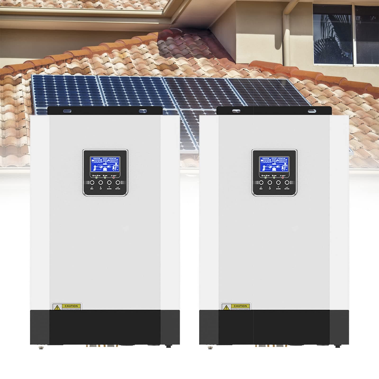 Hybrid Solar Inverter for grid-connected home,with 5.5KW Pure Sine Wave Hybrid Inverter & 110A MPPT Solar Charger Controller & Monitorable wifi module,Support parallel connection,2pcs