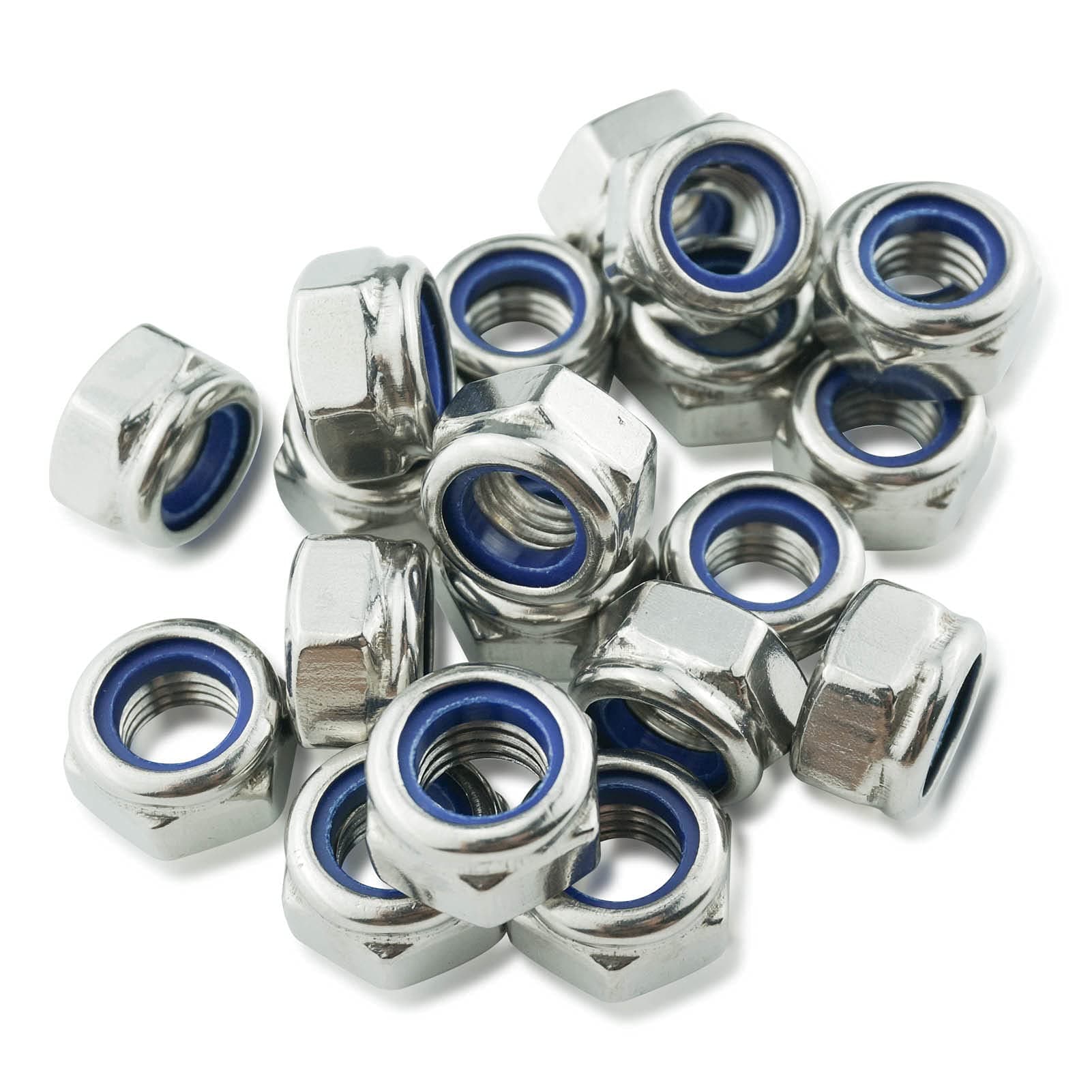 – M10 Nyloc Nuts, 10mm Locking Nuts, (Pack of 20) A2 304 Stainless Steel Hex Nut, Nylon Insert Lock Nut, Self-Locking for Bolts & Screws, DIN 985