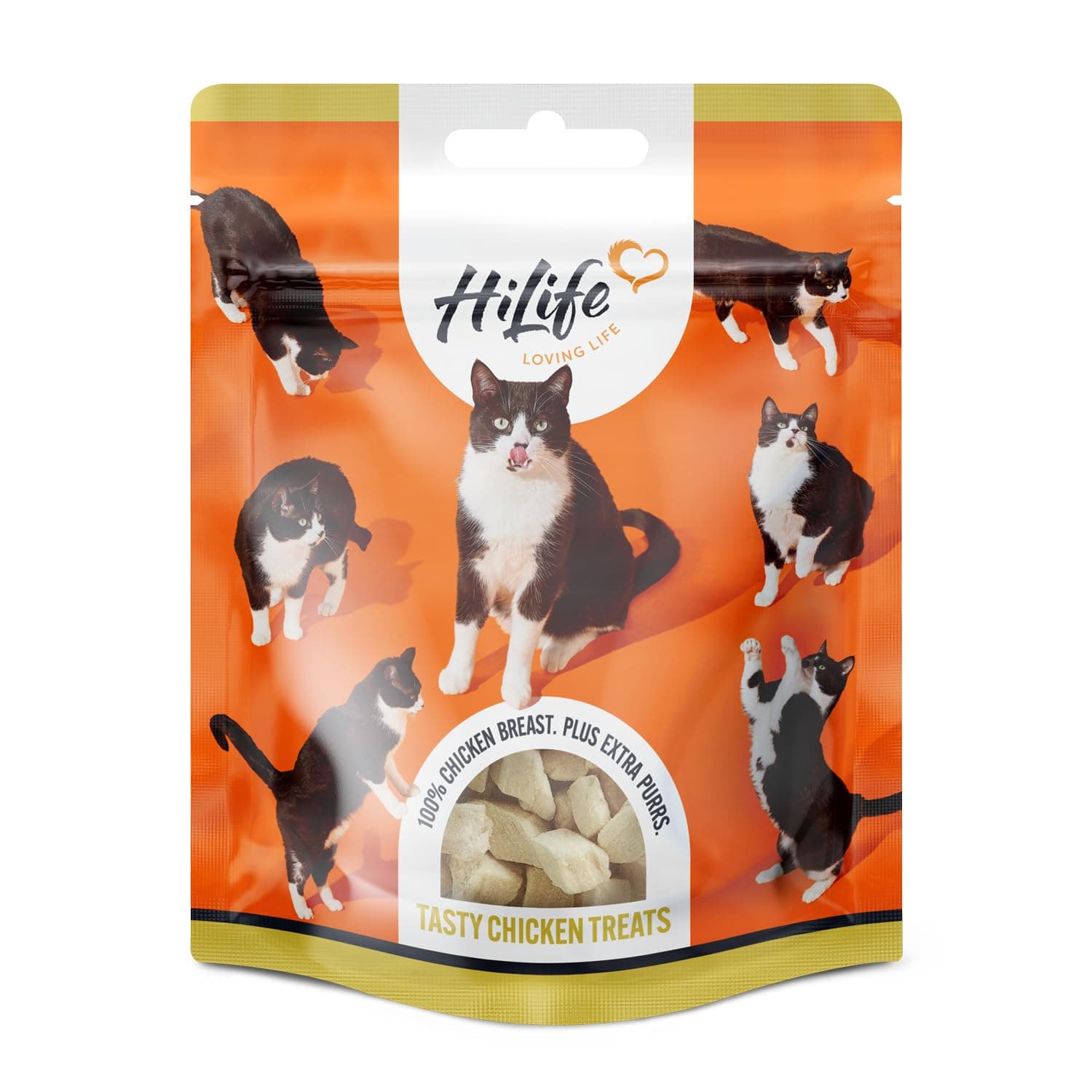 HiLife Chicken Breast Cat Treats, Freeze Dried & Grain Free Chicken Treats for Adult Cats, Made With 100% Natural Ingredients, Suitable for Indoor & Outdoor Cats (12 Bags x 10g)