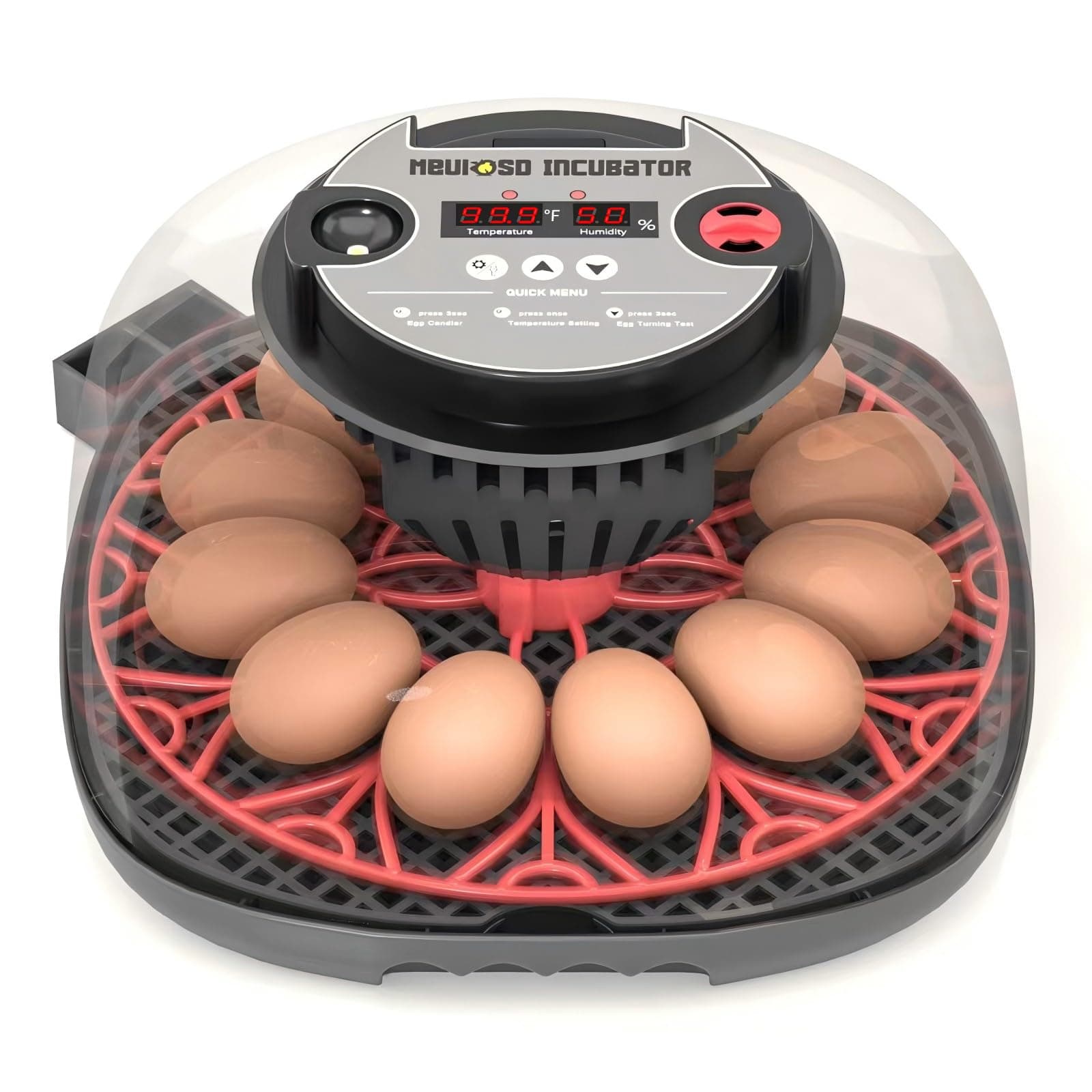 12-24 Egg Incubator with Humidity Display, Egg Candler, Automatic Egg Turner, for Hatching Chickens Duck Quail Parrot