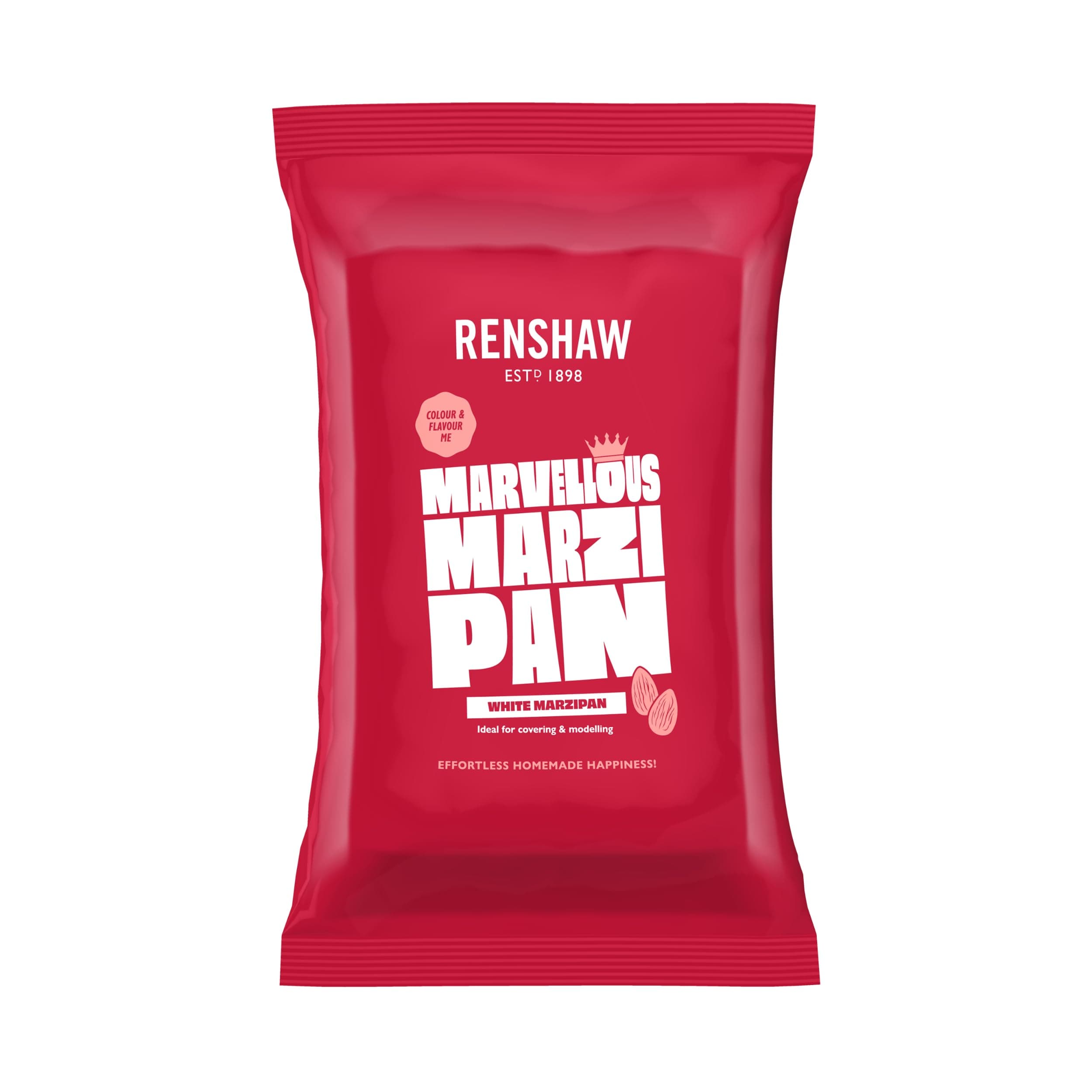 RENSHAW Ready Rolled White Marzipan Disc For 8” Cake, Marzipan for Cakes, Ready Rolled Marzipan - WHITE 1kg