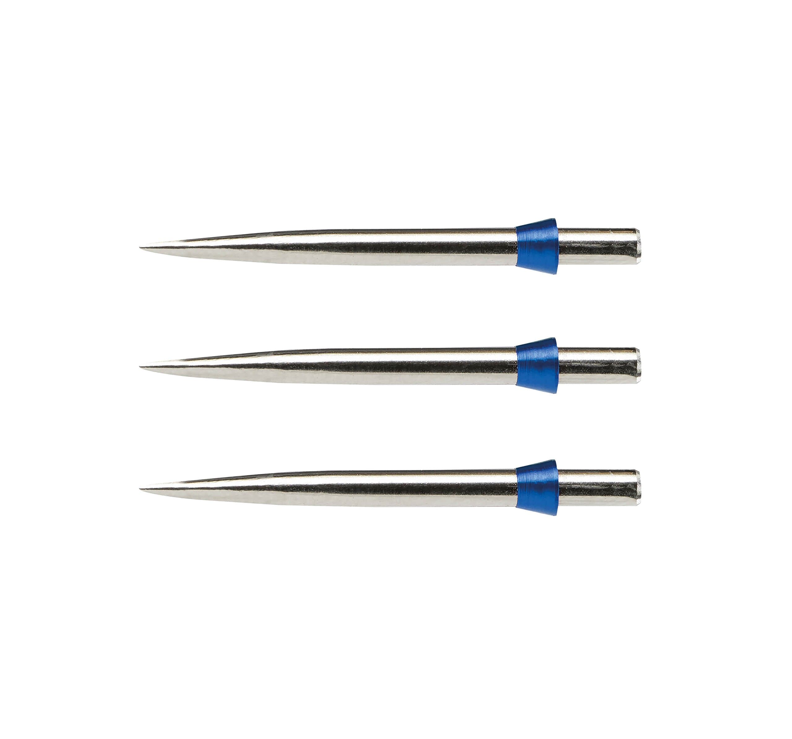 RED DRAGON Specialist Darts Points Trident Points Silver Effect Standard 32mm with Blue Tridents - 1 set per pack