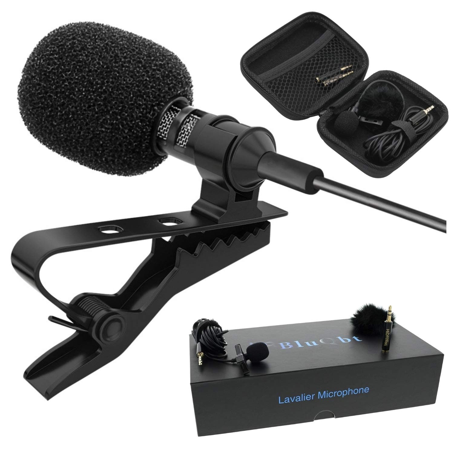 Lavalier Lapel iPhone Microphone - Professional High Audio Quality Clip On Lav Mic for YouTube Camera Vlogging with 118" Cable and Nice Carry case, Compatible with Apple