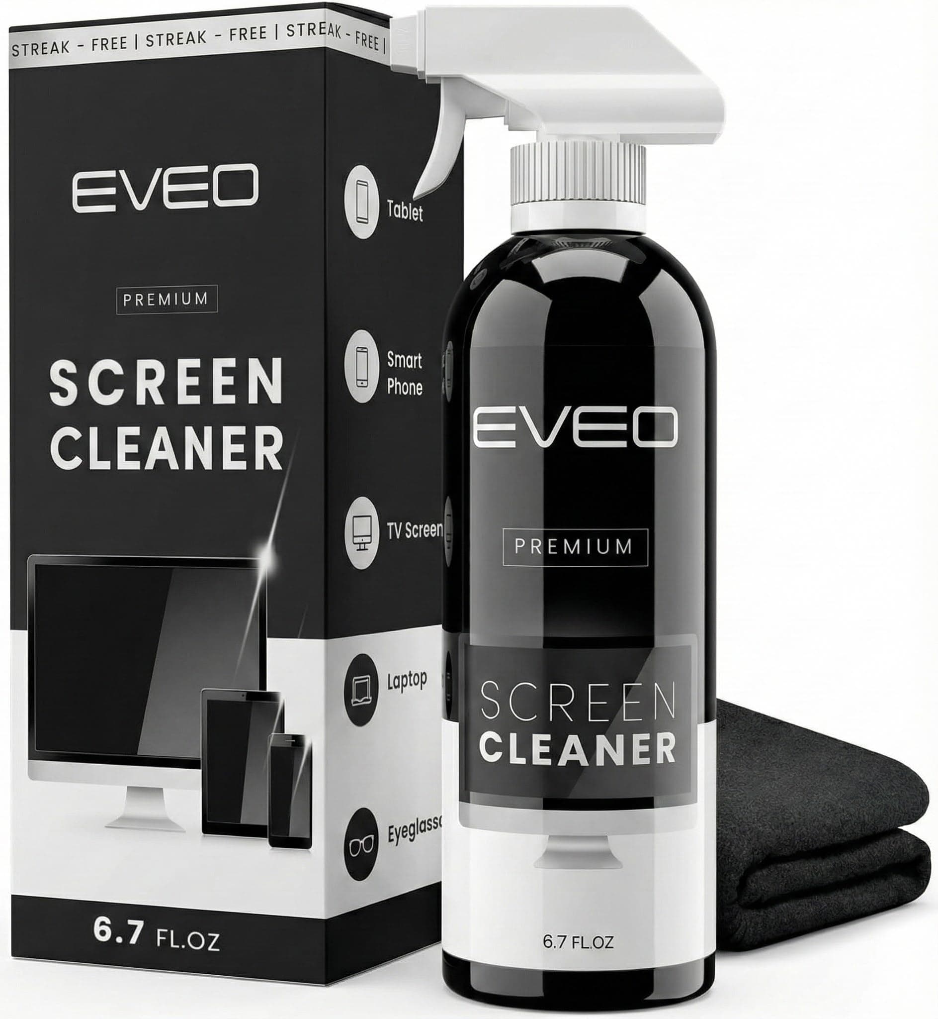 Screen Cleaner Spray - TV Screen Cleaner, Computer Screen Cleaner, Laptop, Cell Phone, iPad - Computer Cleaning Kit, Electronic Cleaner - Includes Microfiber Cloth, Large 16oz Bottle