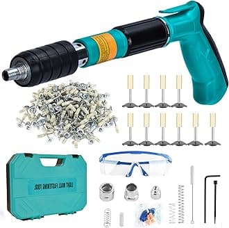 EXCECARConcrete Nail Gun Kit with 220pcs Nails, Steel Nail Gun, Manual Nail Gun for Concrete, Portable Woodworking Decoration Concrete Nailer Gun, Nail Shooter Gun, 5 Speed Wall Fastening Tool