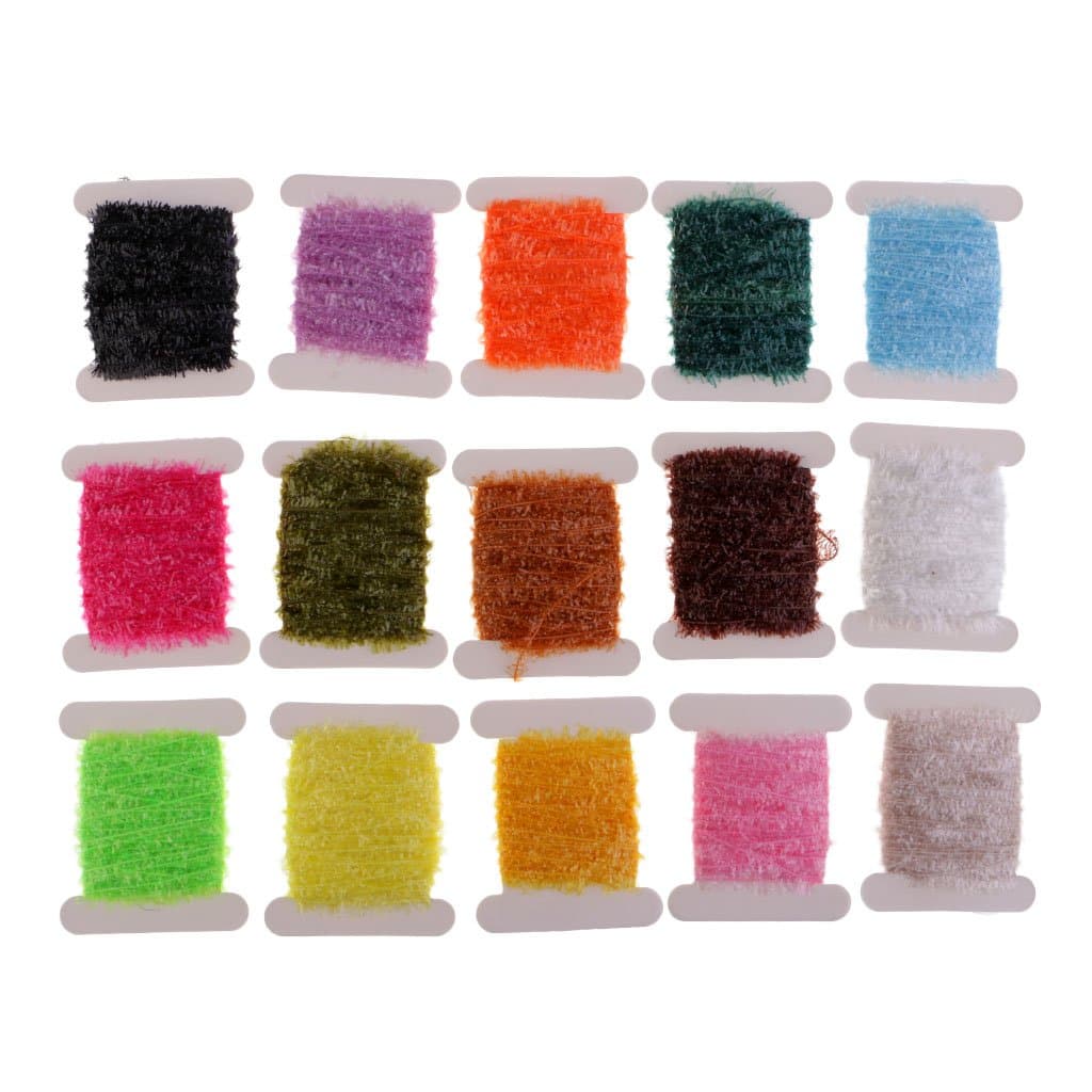Baoblaze 15 Cards Ice Chenille Fly Tying Materials Flash Tinsel Cactus Chenille Medium Crystal Body