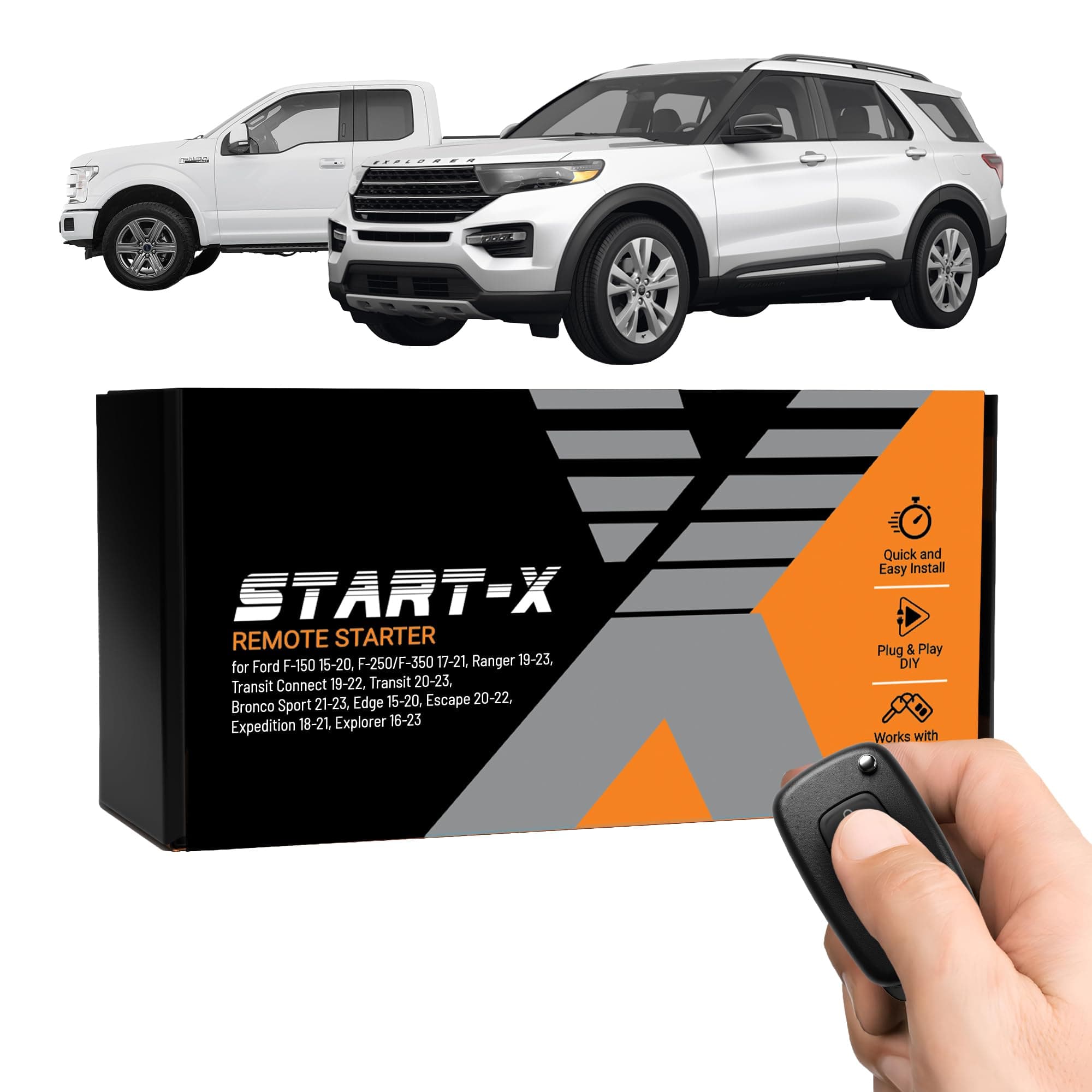 Start-X Remote Starter Kit for Select Ford F-150/F-250/F-350, Ranger, Transit, Transit Connect, Bronco Sport, Edge, Escape, Expedition & Explorer | Push-to-Start & Key Ignition | Plug N Play Install